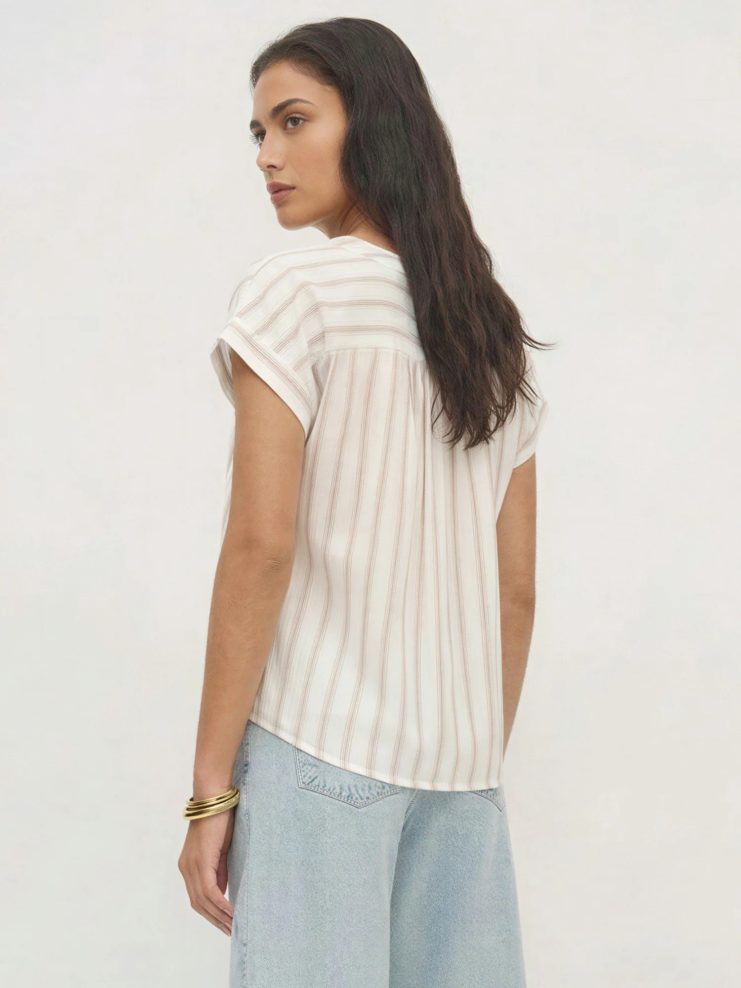 Short Sleeve Striped Button Down Shirt - Image 5
