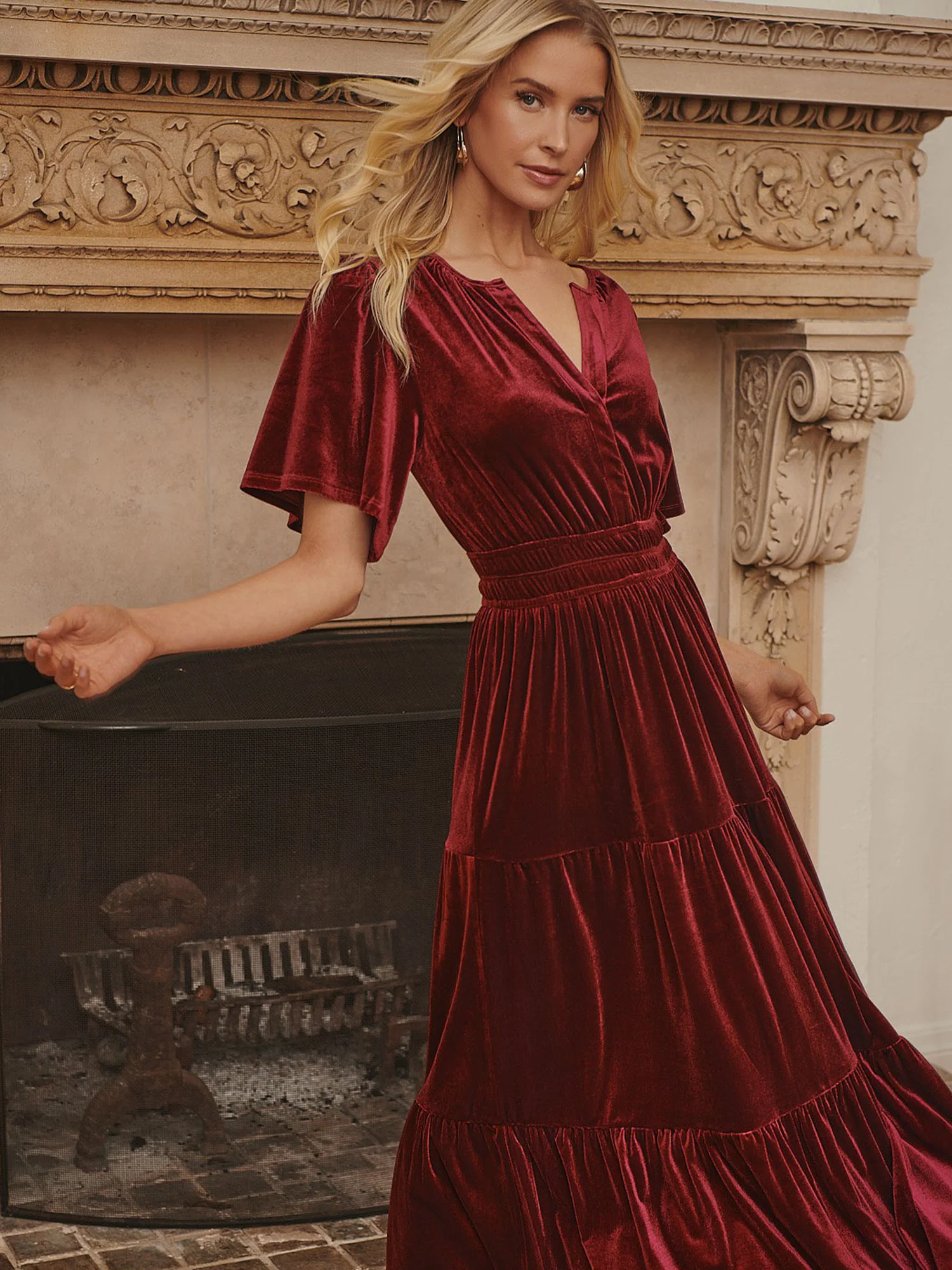 Sugarlips Velvet Tiered Midi Dress - Brands We Love - Image 2