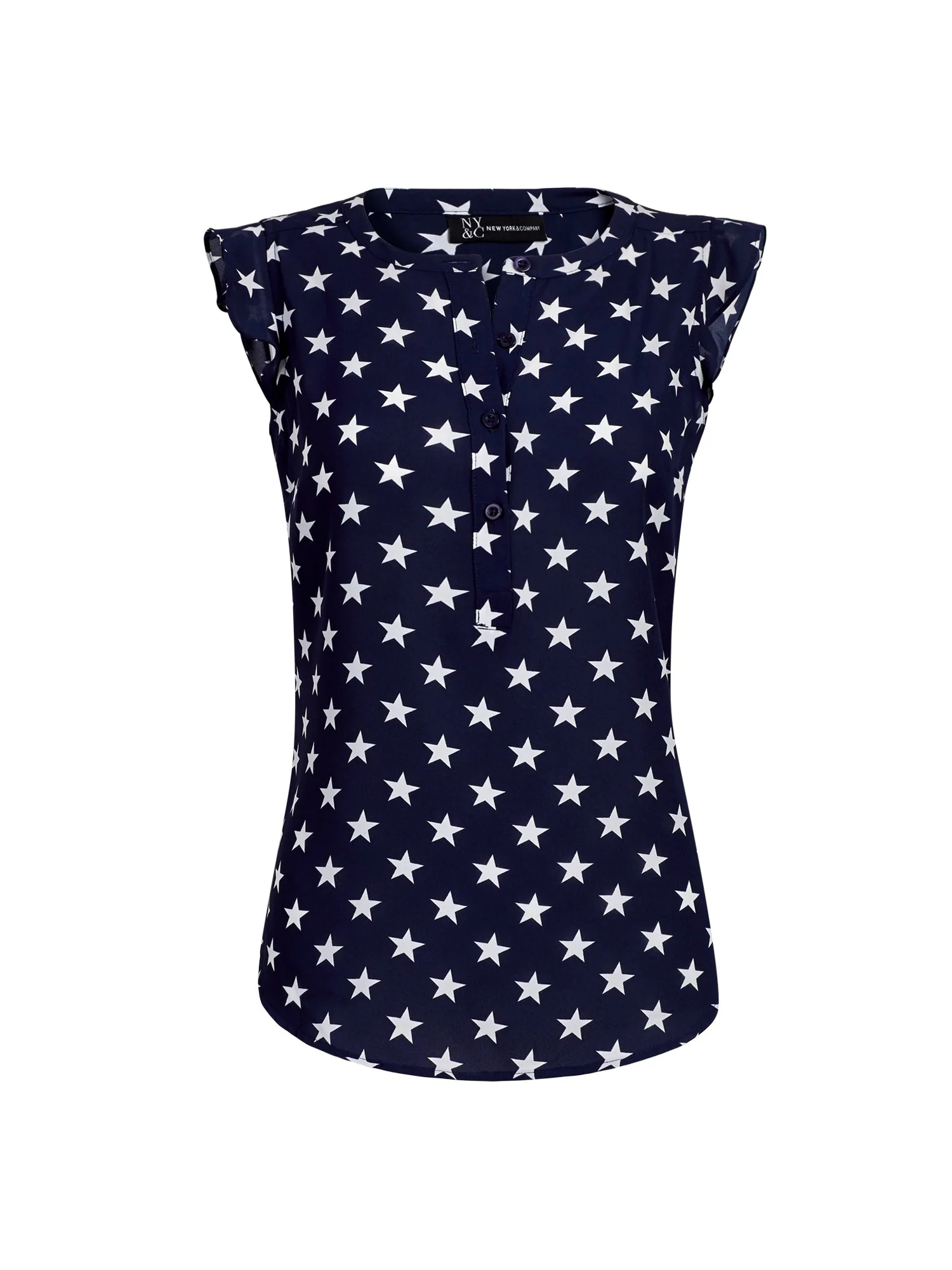 Star-Print Flutter-Sleeve Blouse - Image 2