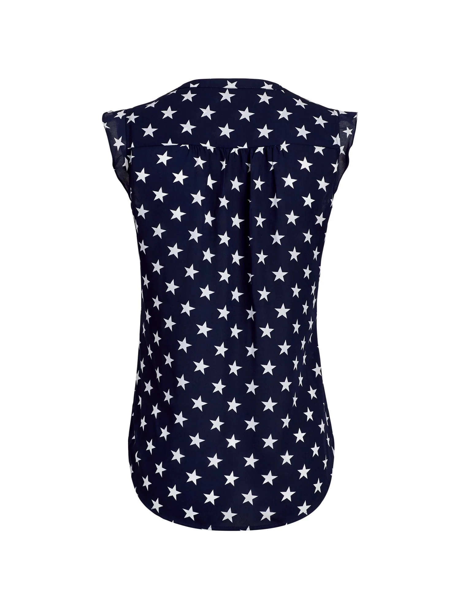 Star-Print Flutter-Sleeve Blouse - Image 3