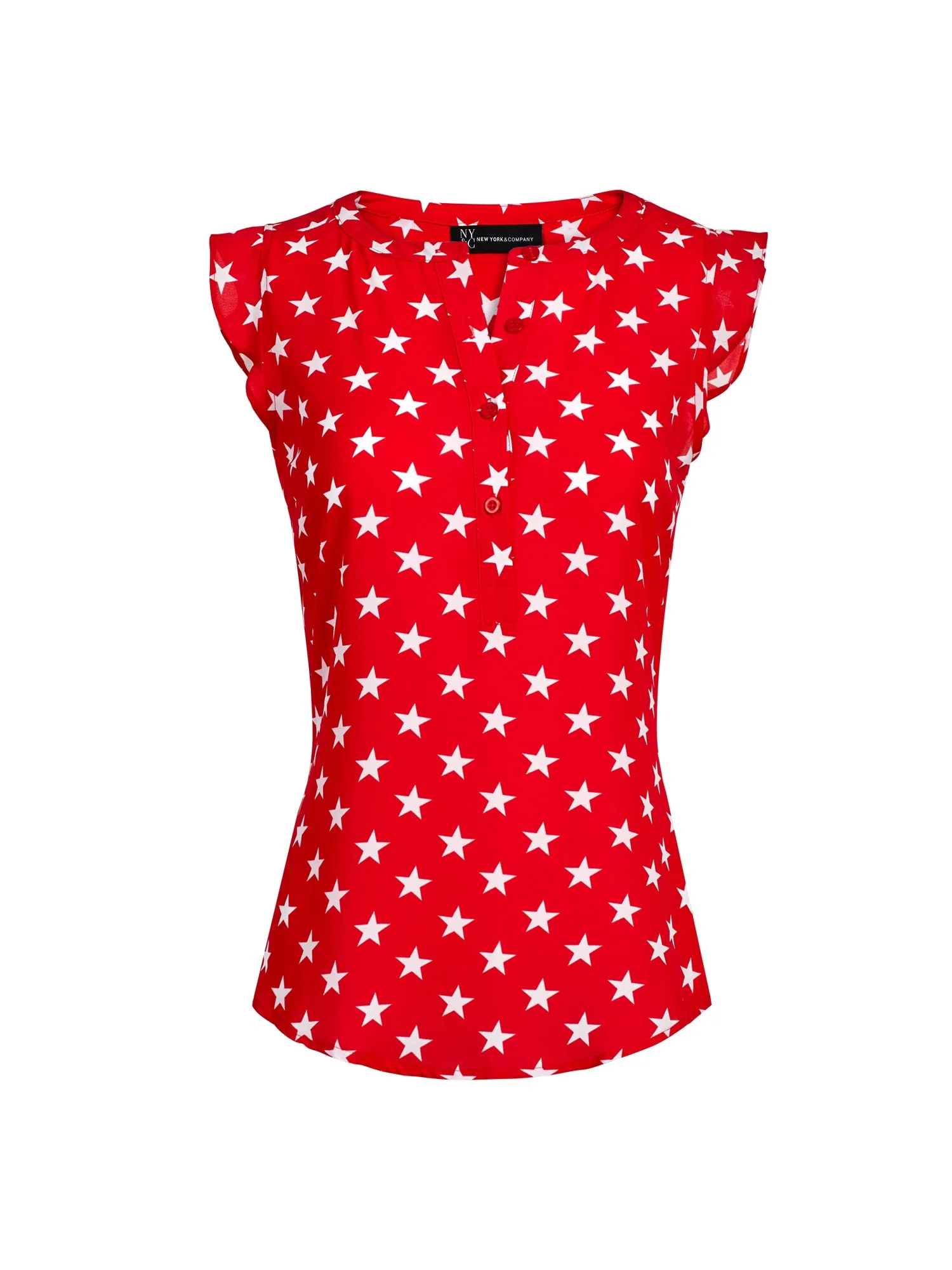 Star-Print Flutter-Sleeve Blouse - Image 6