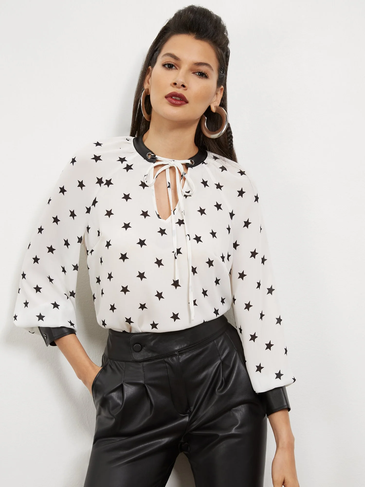 Star-Print Tie-Front Top - Image 2