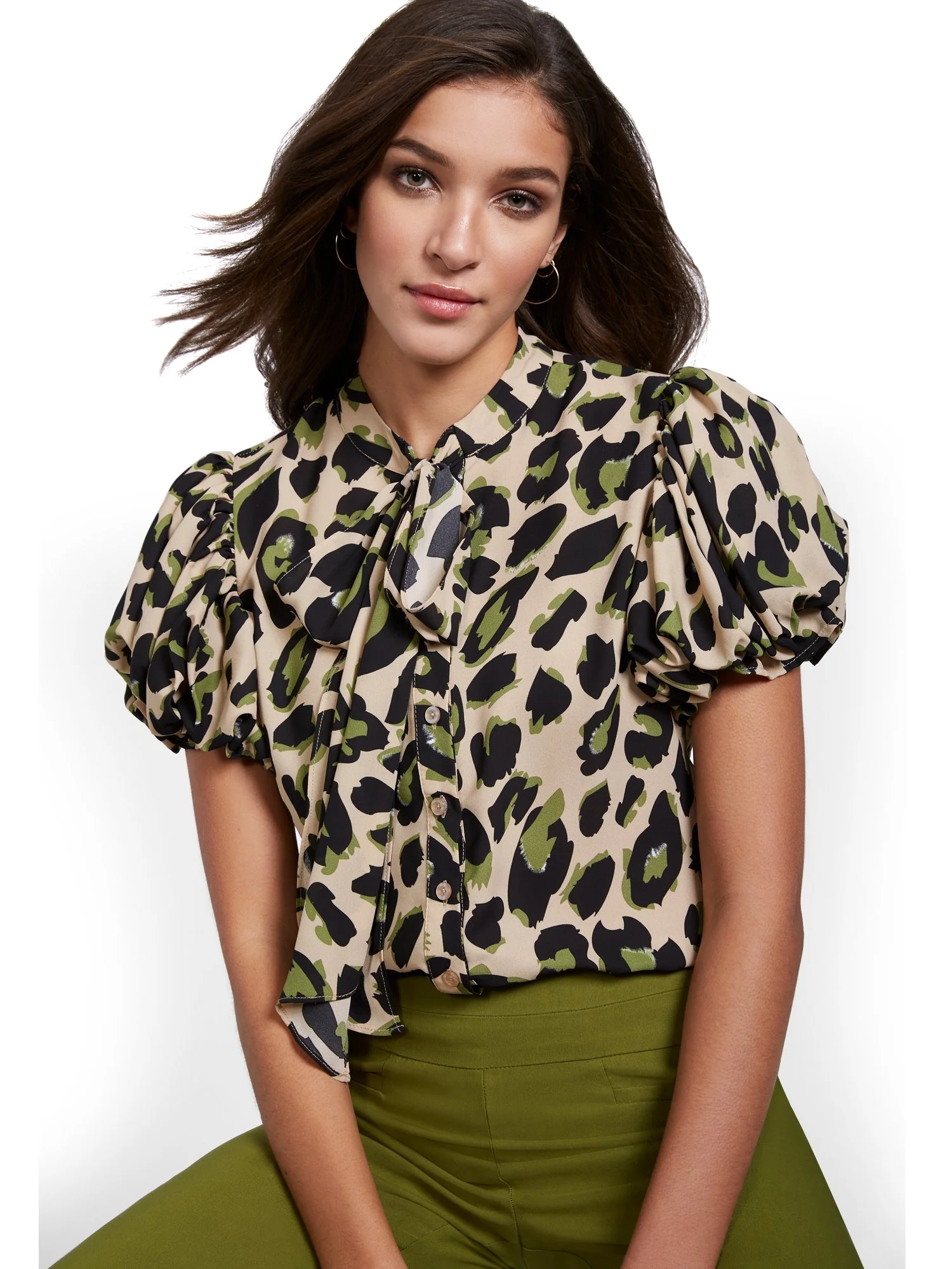 Statement Leopard Puff-Sleeve Blouse - Image 6