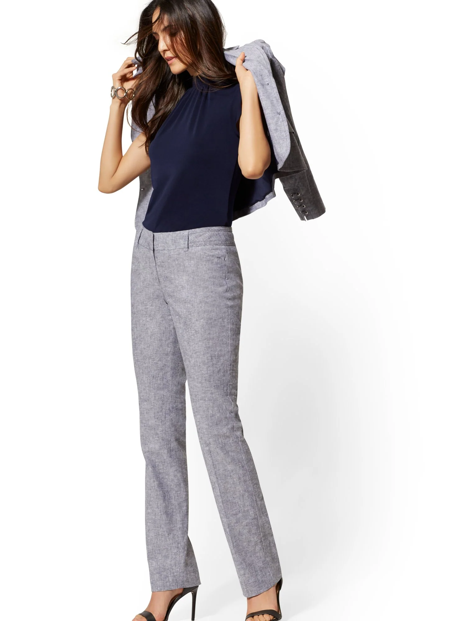 Straight Leg Pant - Signature Fit - City Stretch Linen Flex - 7th Avenue - Image 6