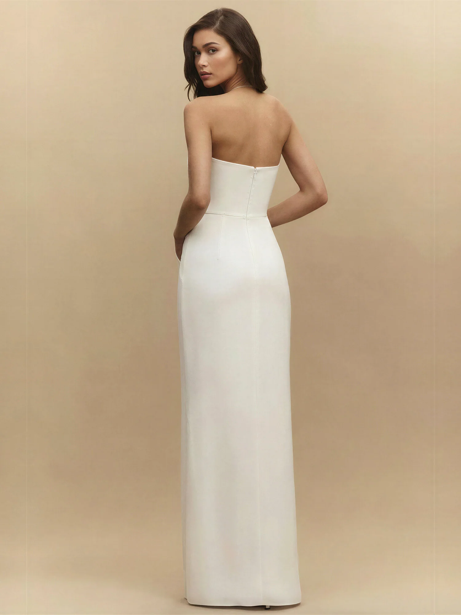 Strapless 3D Floral Ruched Gown - Image 3