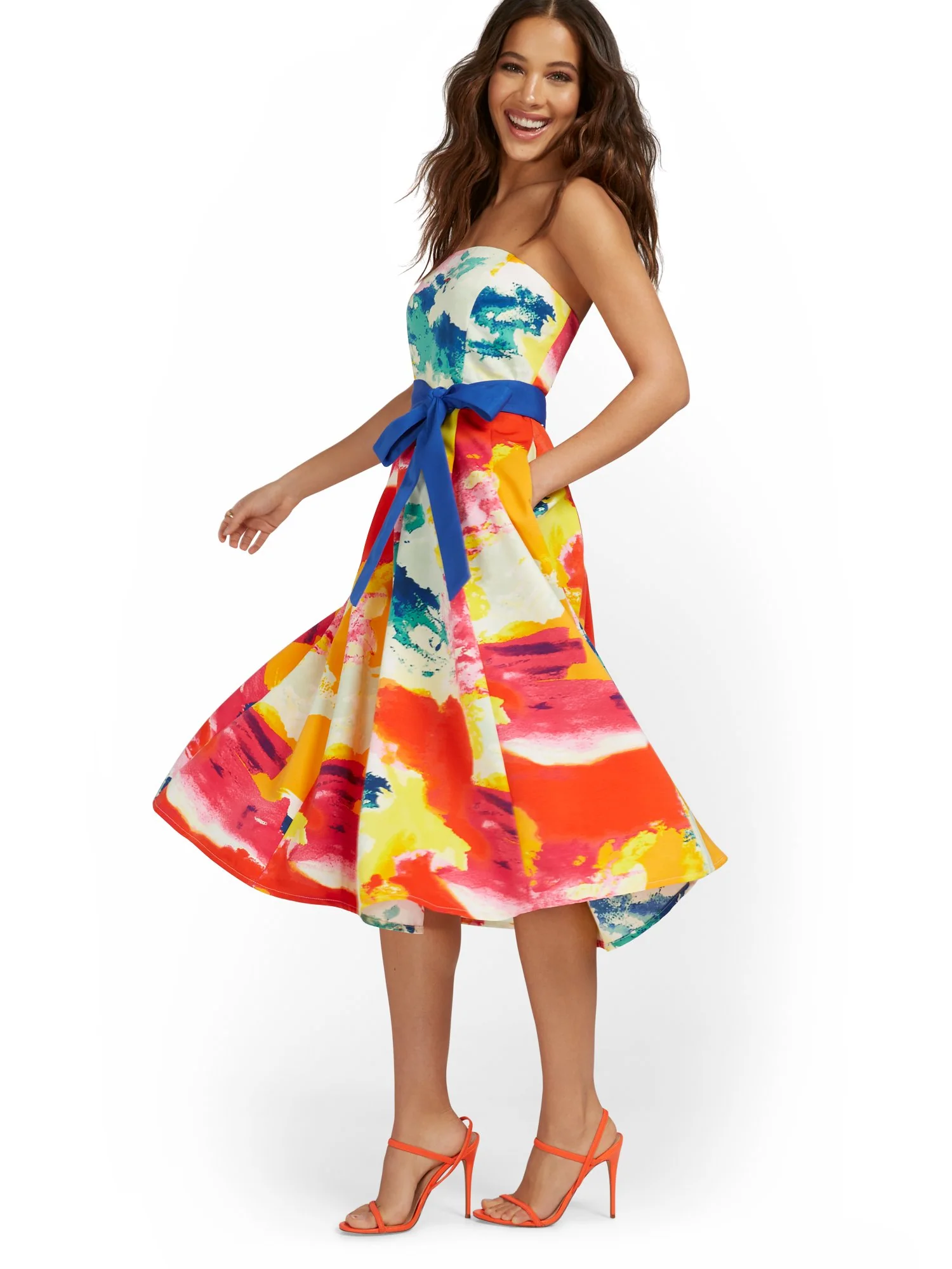 Strapless Bow-Front Midi Dress - Image 2