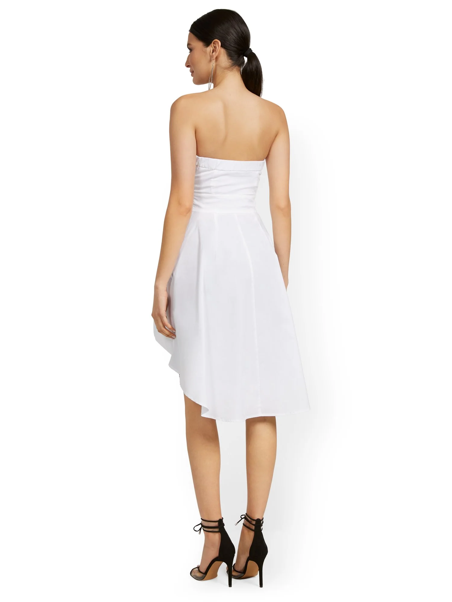 Strapless High-Low Bow-Front Poplin Top - Image 3