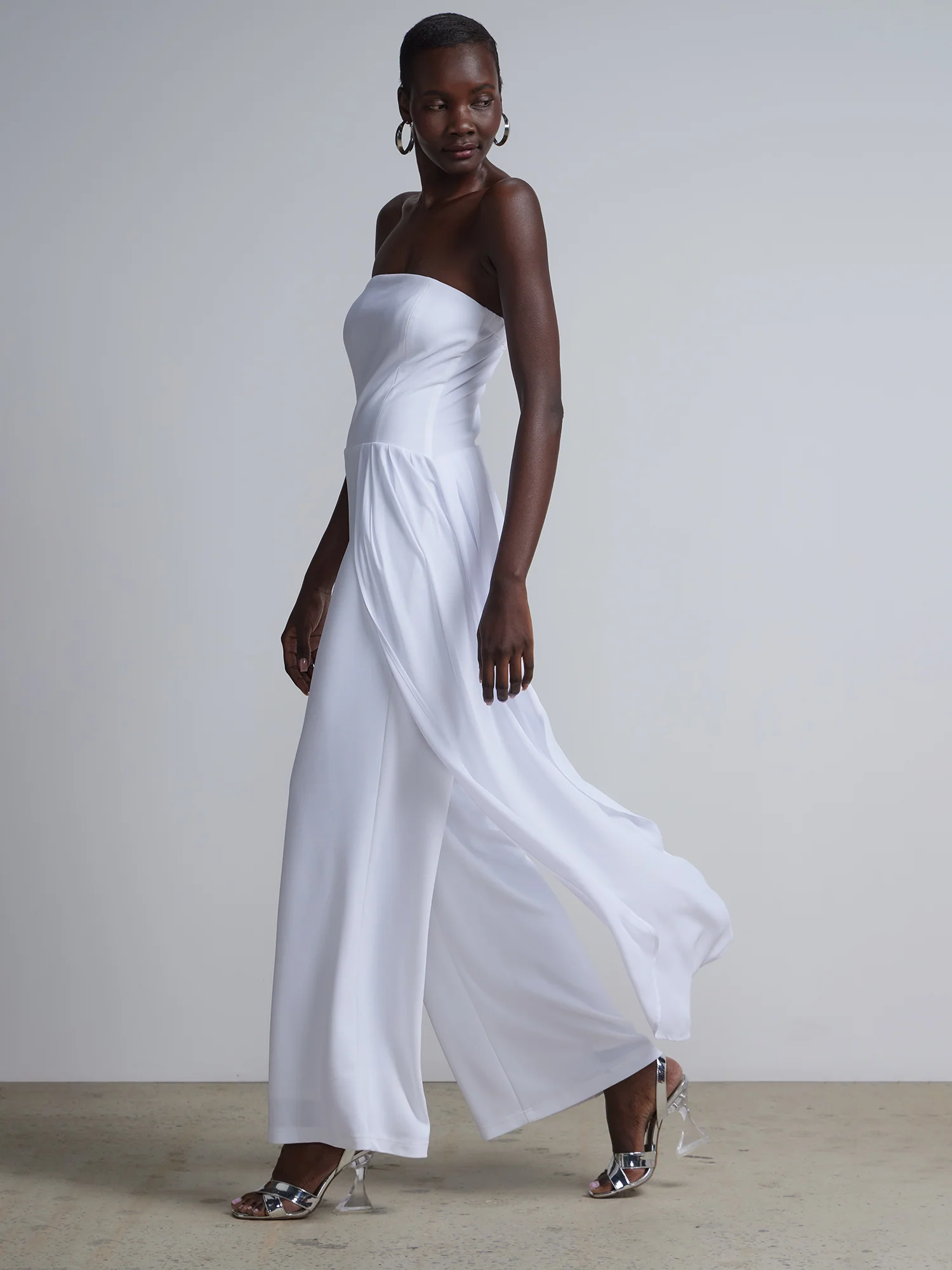Strapless Overlay Wide-Leg Jumpsuit - Image 2