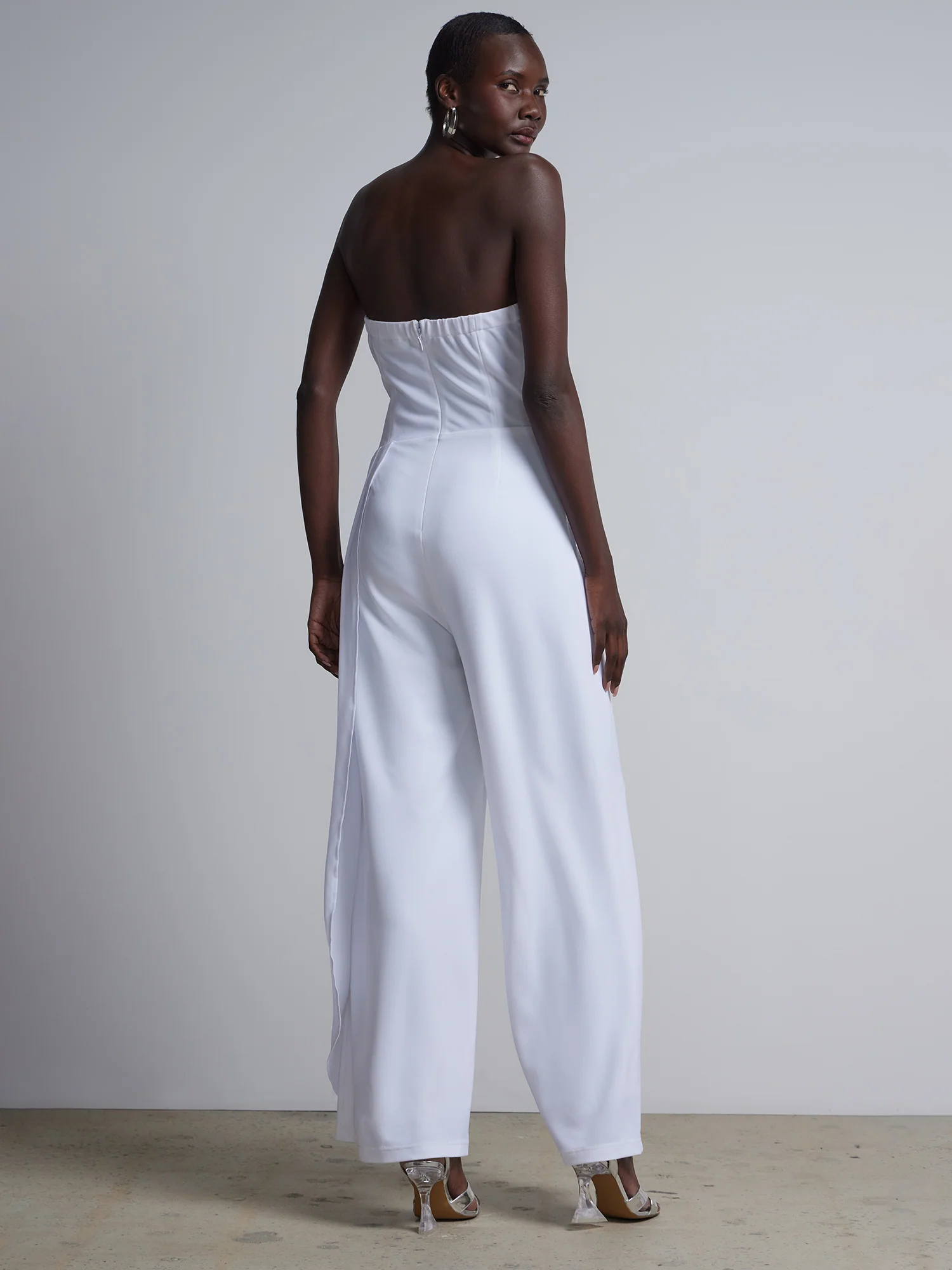 Strapless Overlay Wide-Leg Jumpsuit - Image 3