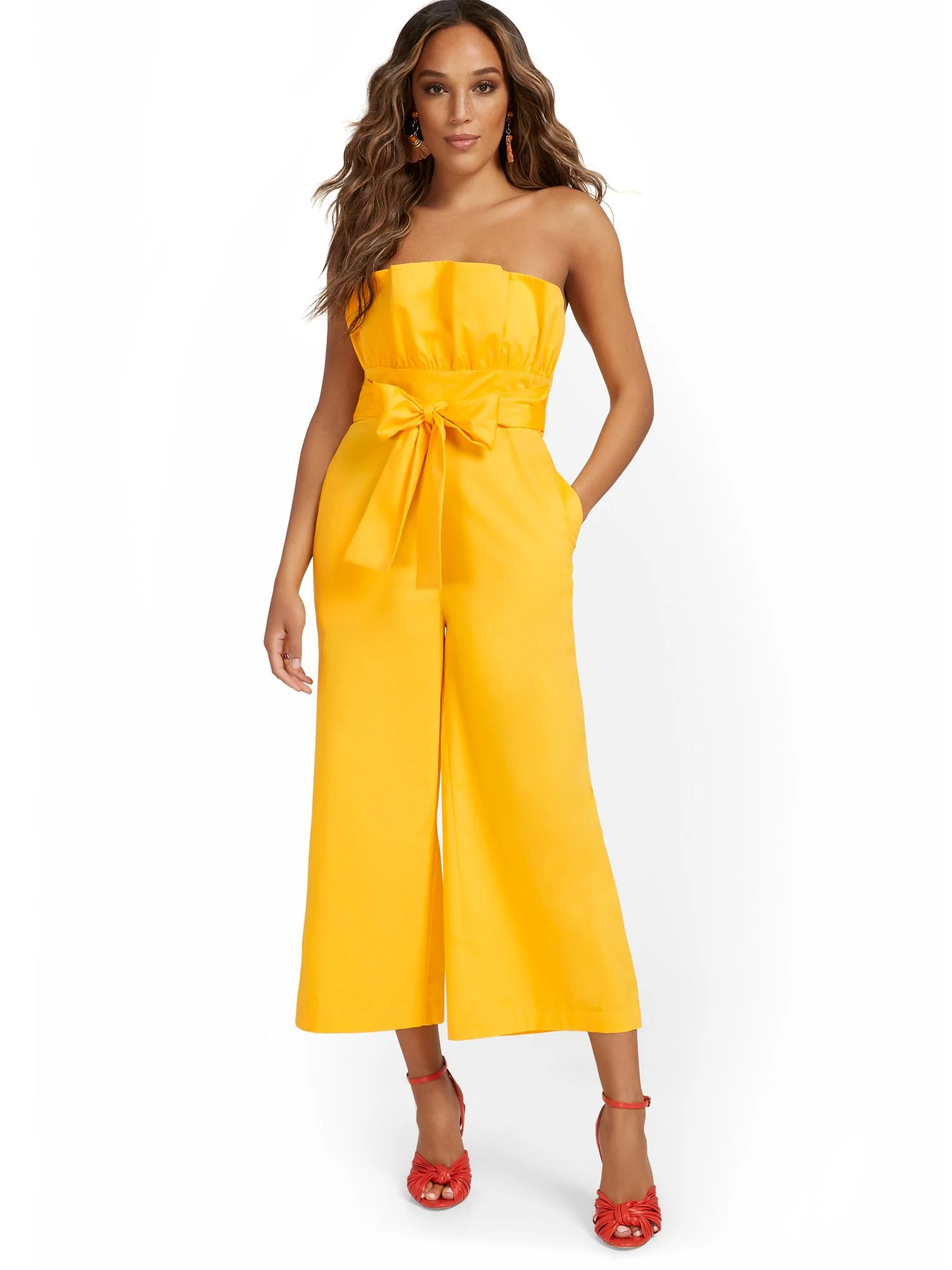 Strapless Ruffle-Top Wide-Leg Jumpsuit - Image 5