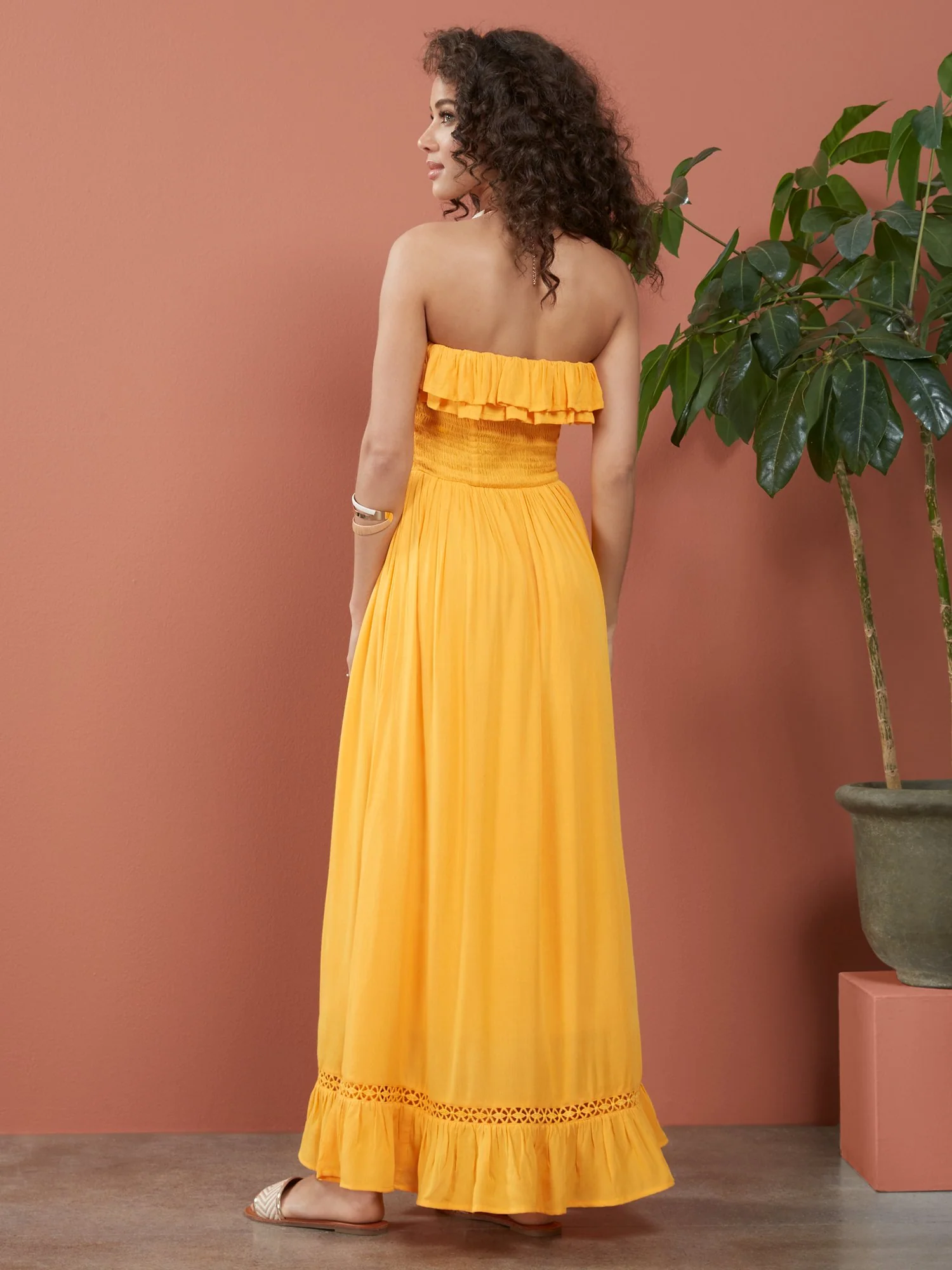 Strapless Smocked Ruffle-Top Maxi Dress - Image 3