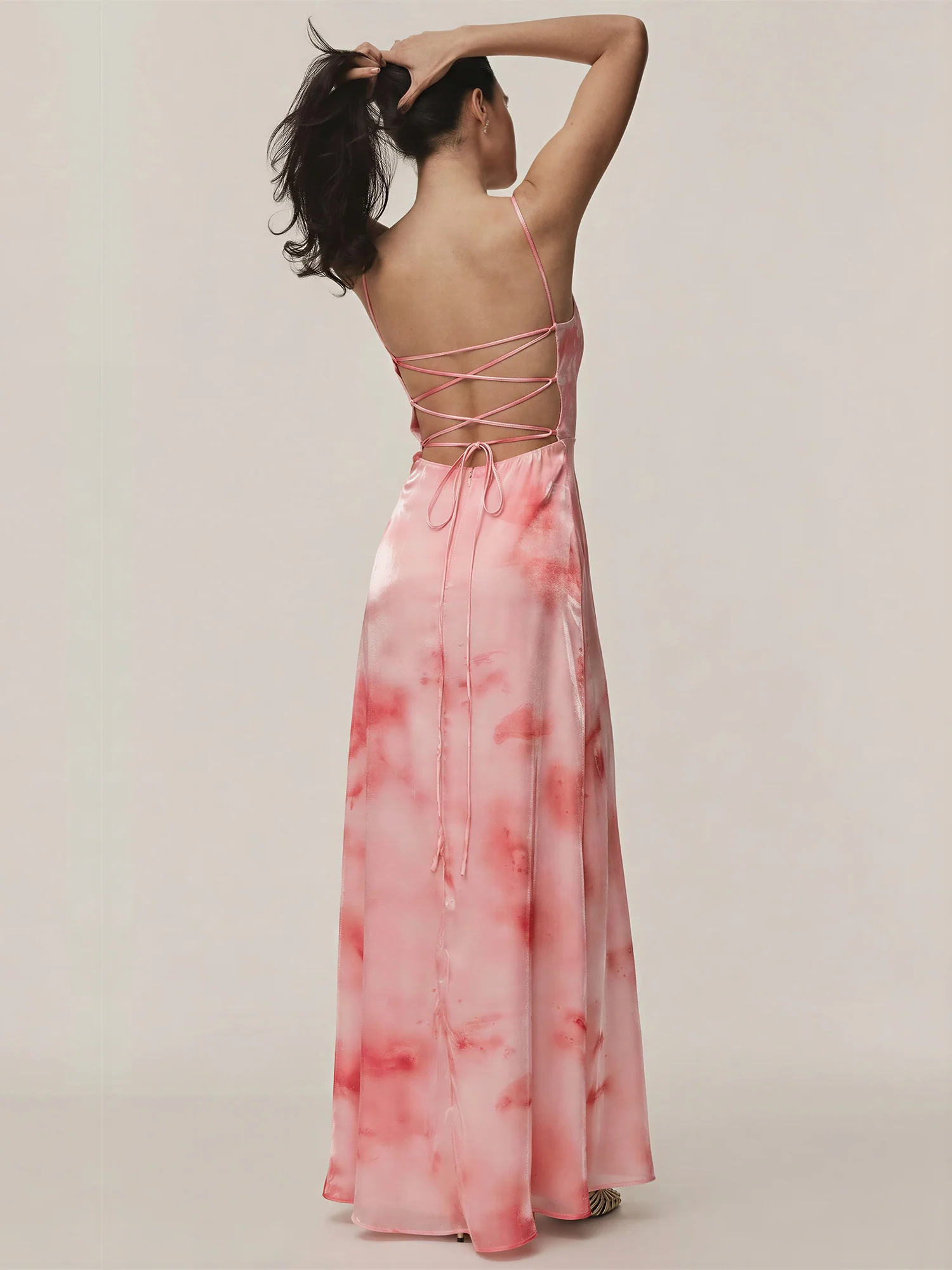 Strapless Watercolor Sweetheart Maxi Dress - Image 4