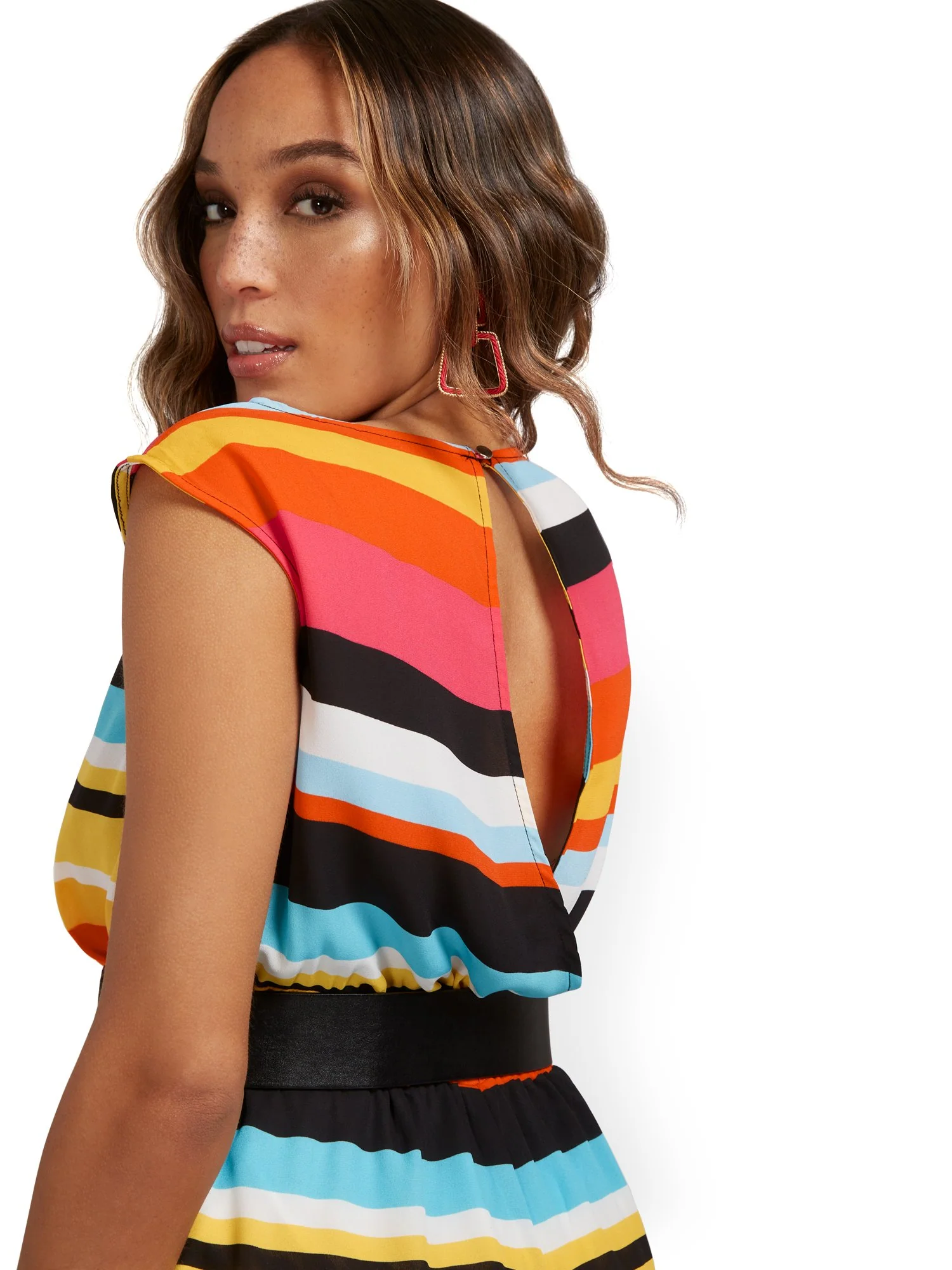 Stripe Belted Romper - Image 4