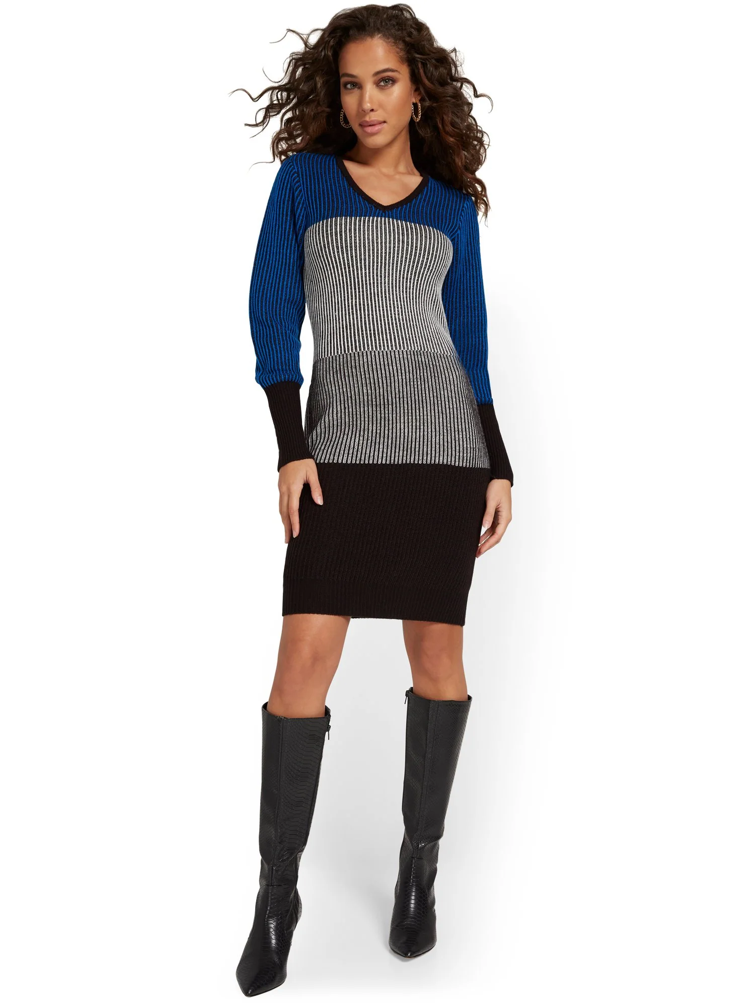 Stripe Colorblock Sweater Dress - Image 6