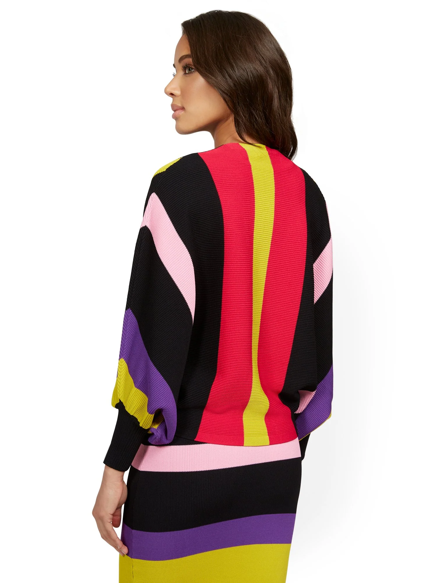 Stripe Dolman-Sleeve Cardigan - Image 3