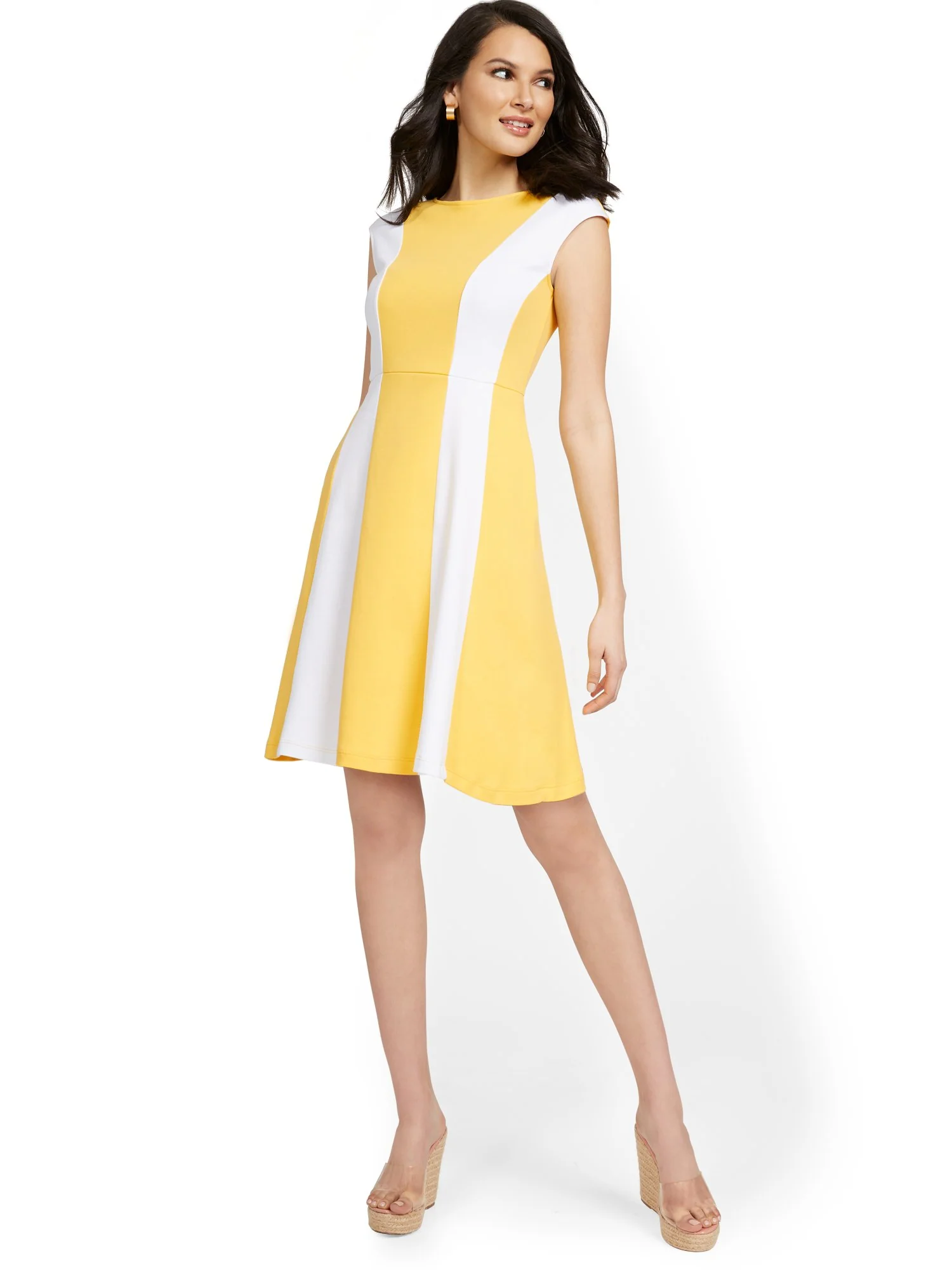 Stripe-Front Fit and Flare Dress - City Knits - Image 11