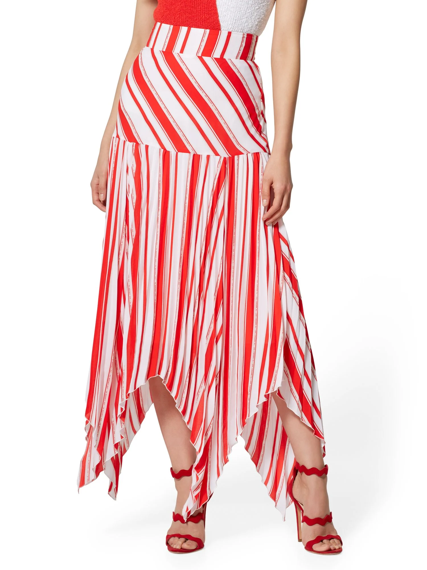 Stripe Pleated Handkerchief-Hem Skirt - Image 2