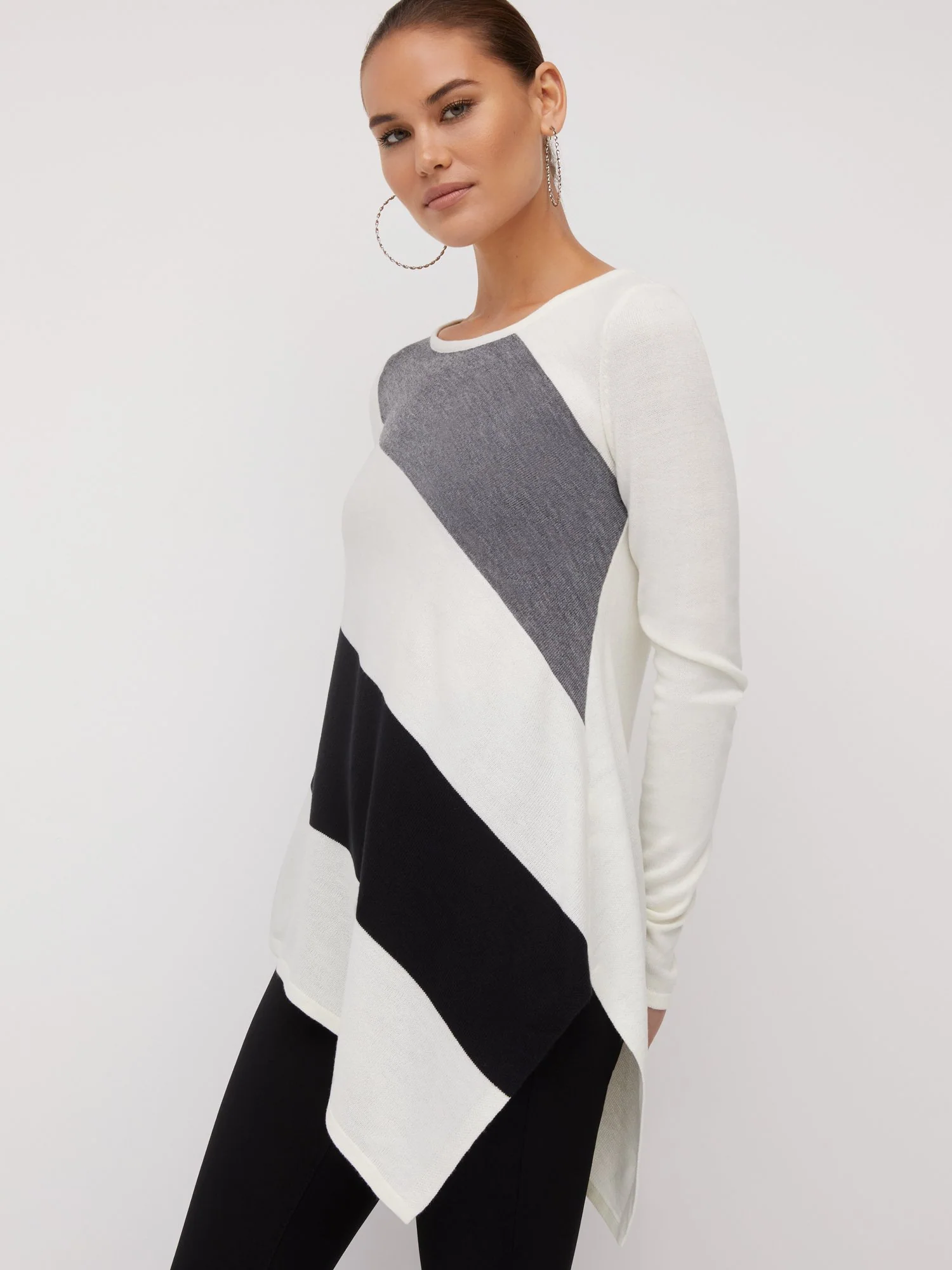 Striped Asymmetric Tunic Sweater - Image 15