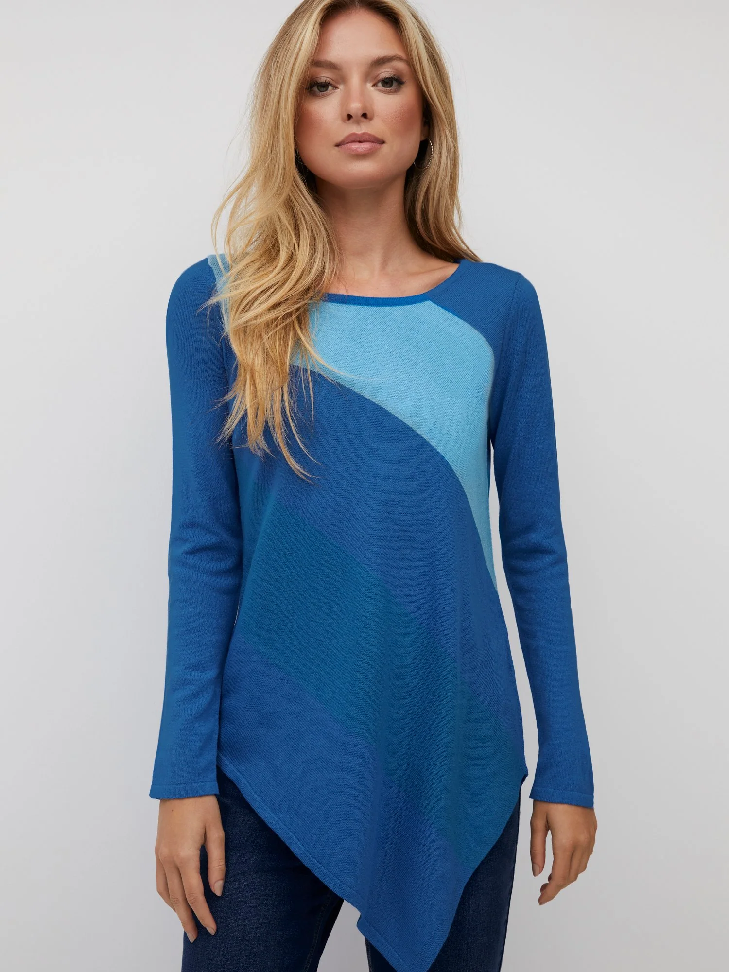 Striped Asymmetric Tunic Sweater - Image 5