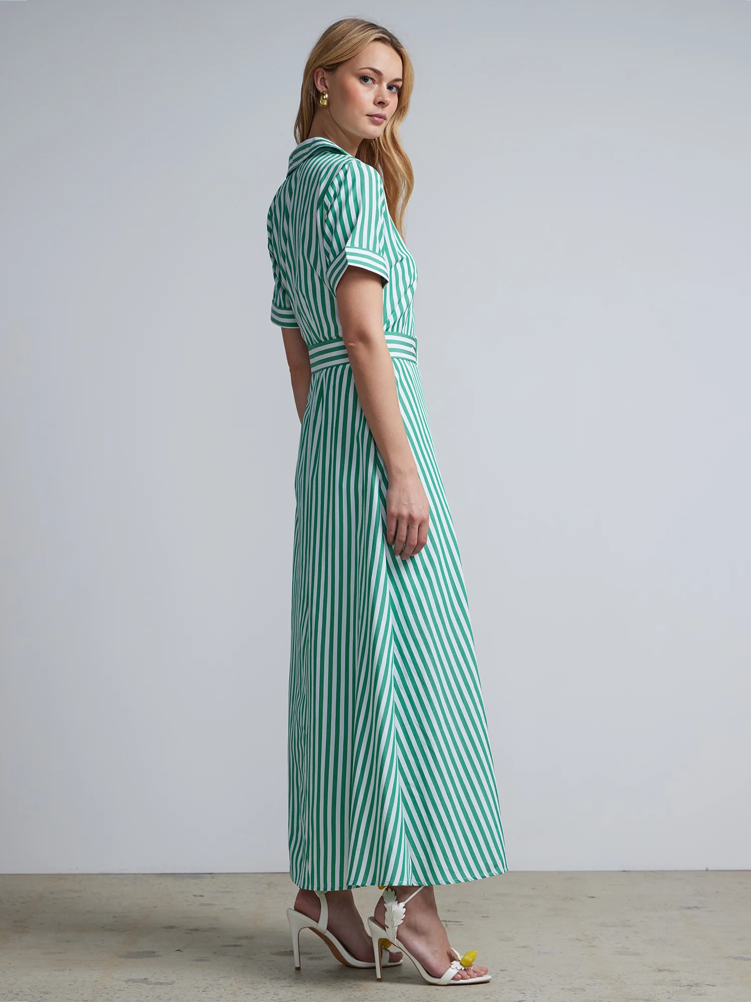 Striped Belted Maxi Shirtdress - Image 6
