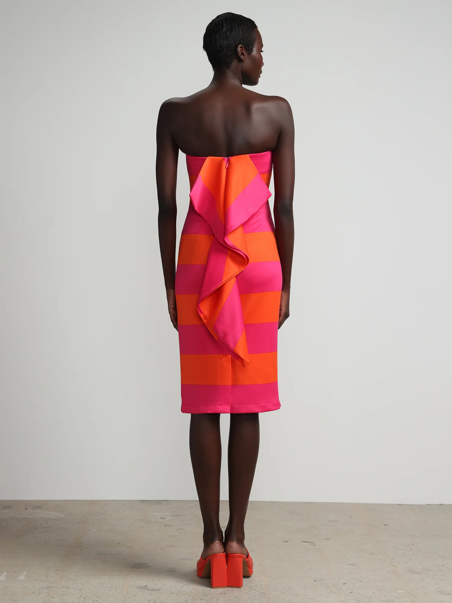 Striped Bow-Back Strapless Dress - Image 3
