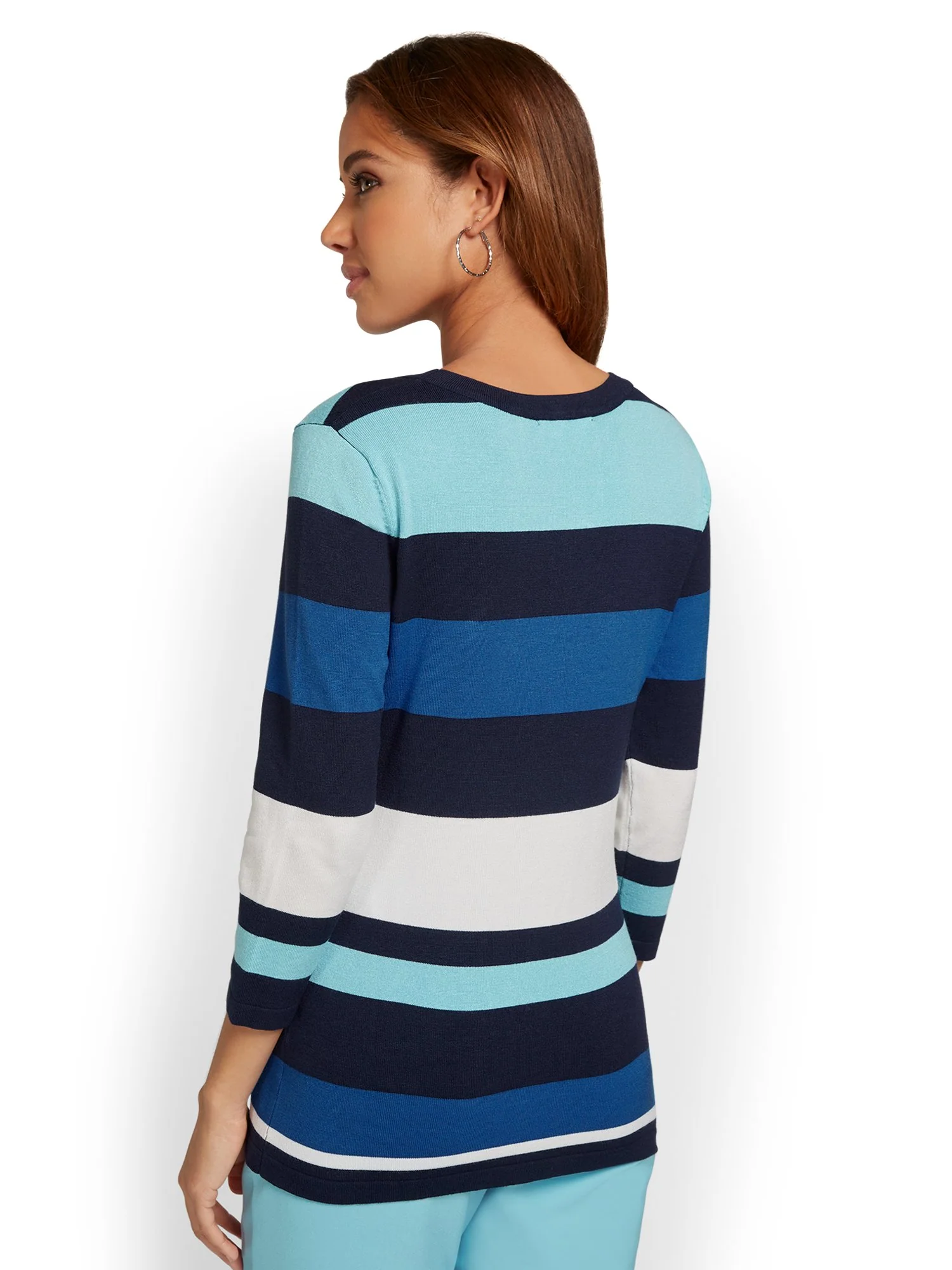 Striped Button-Detail Pullover Sweater - Image 3