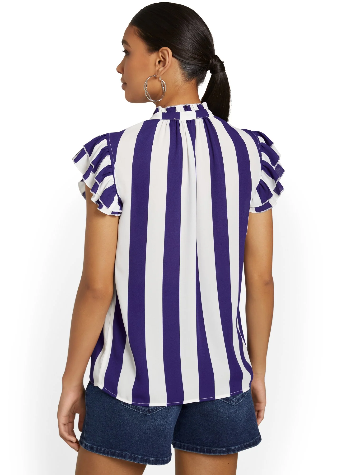 Striped Flounce-Sleeve Top - Image 3