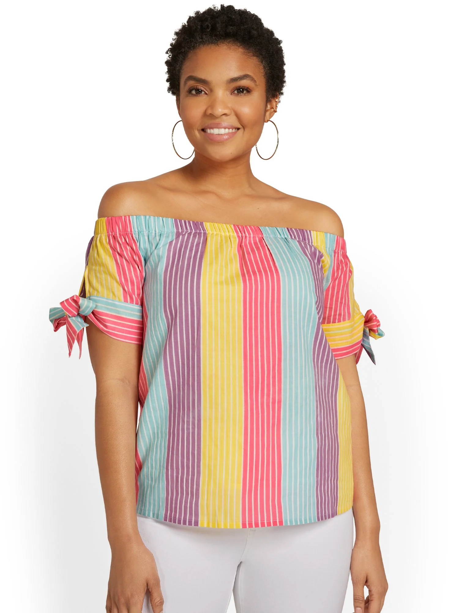 Striped Off-The-Shoulder Top - Image 2
