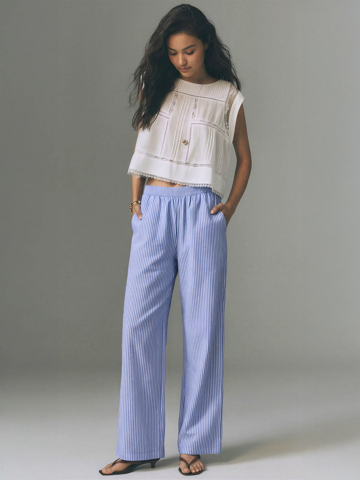 Striped Pull On Pants