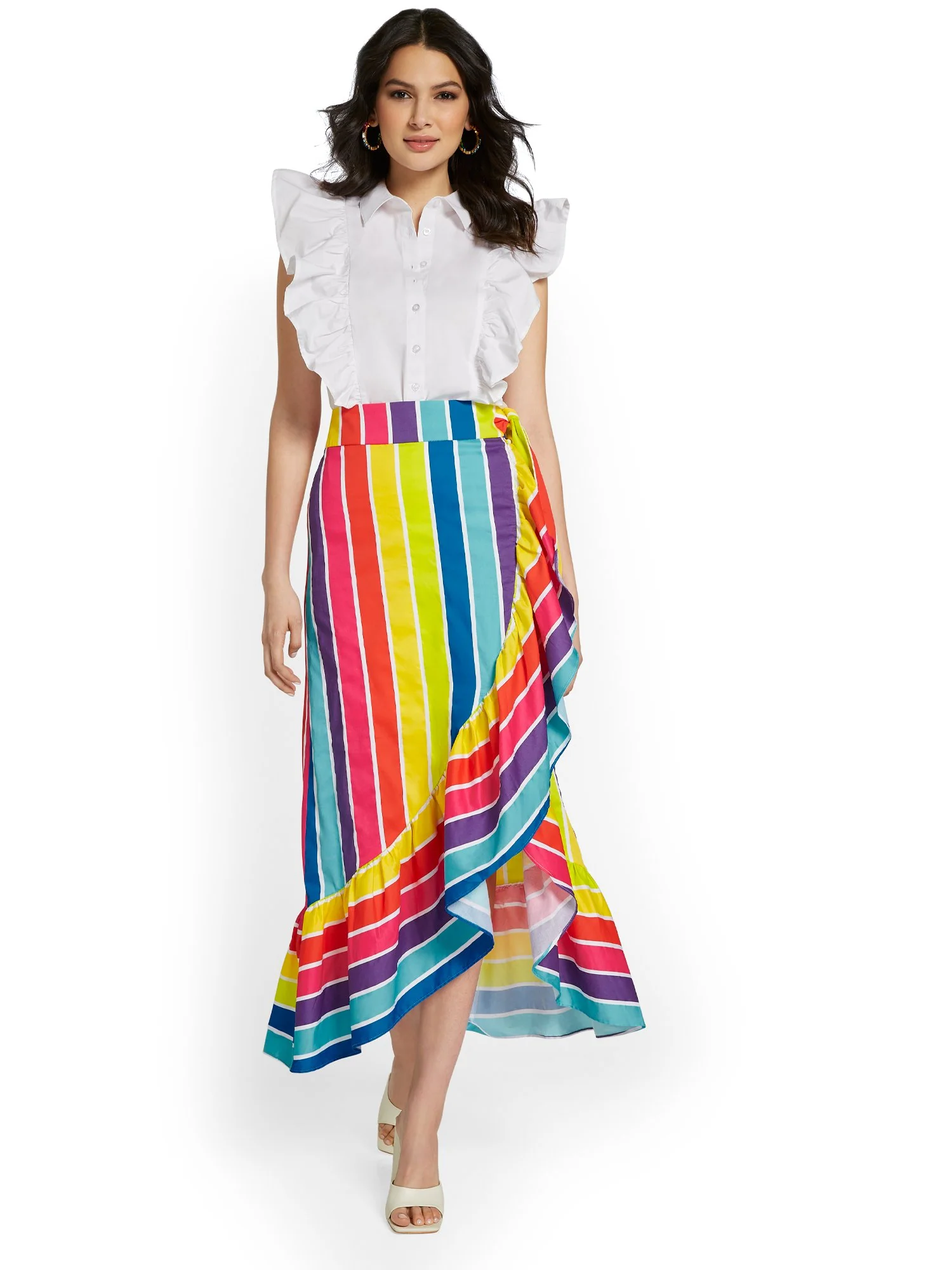 Striped Ruffle Maxi Skirt - Image 4