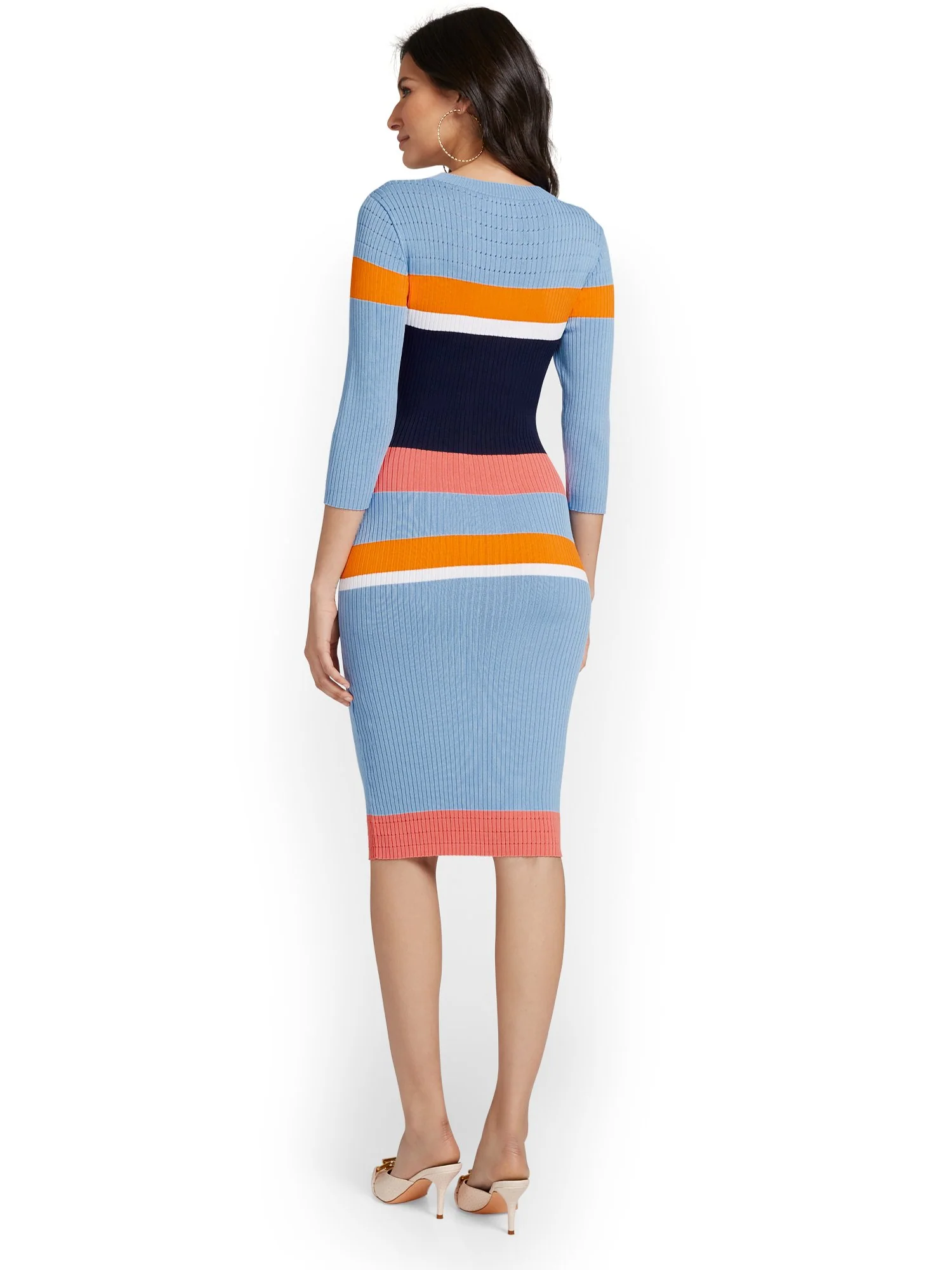 Striped Sheath Sweater Dress - Image 3