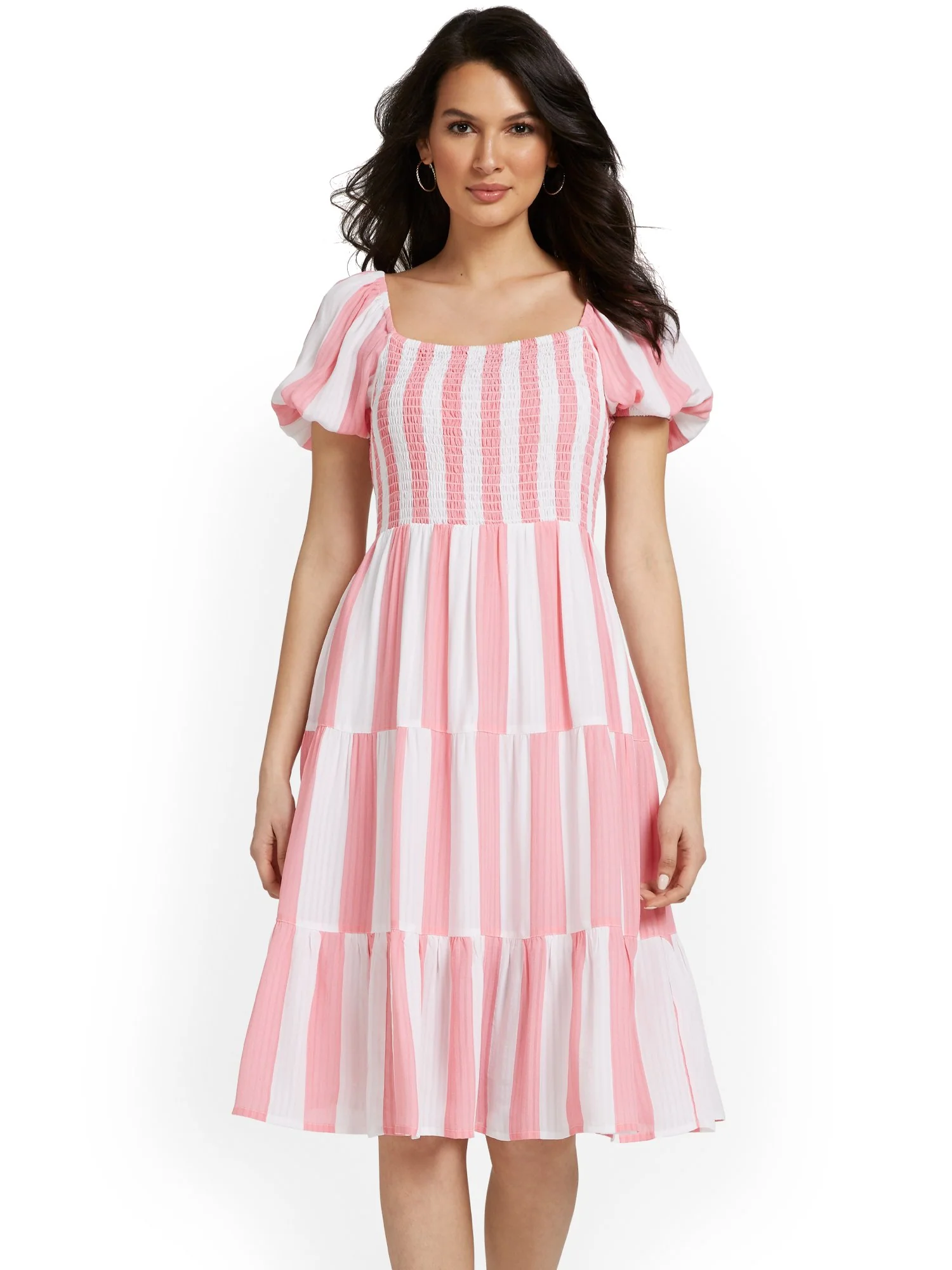 Striped Smock-Front Dress - Image 2