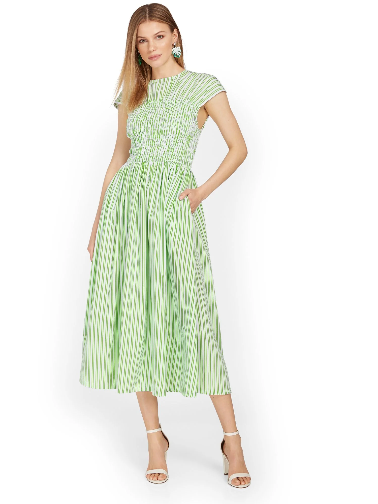 In The Beginning Striped Smocked Midi Dress - Brands We Love