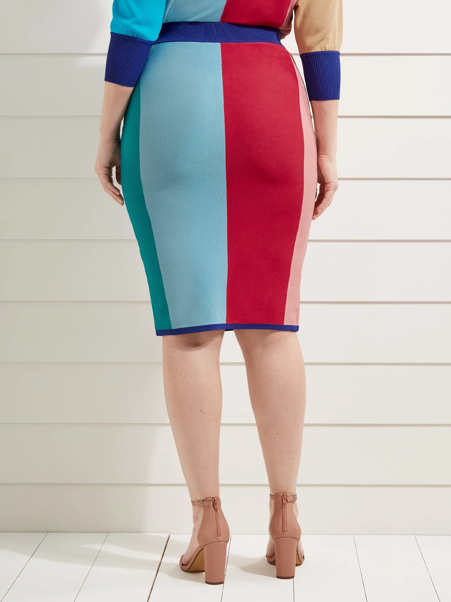 Striped Sweater Pencil Skirt - Image 3