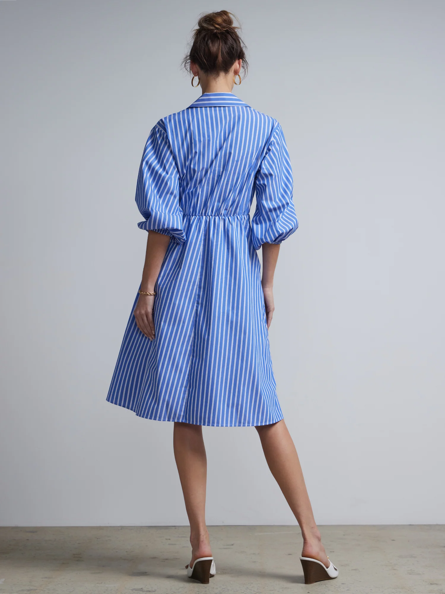 Striped Wrap Shirt Dress - Image 3