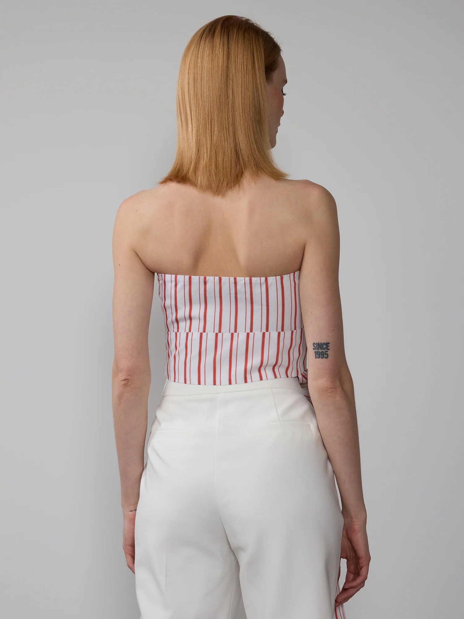 Strapless Stripe Tie Waist Top - Image 8