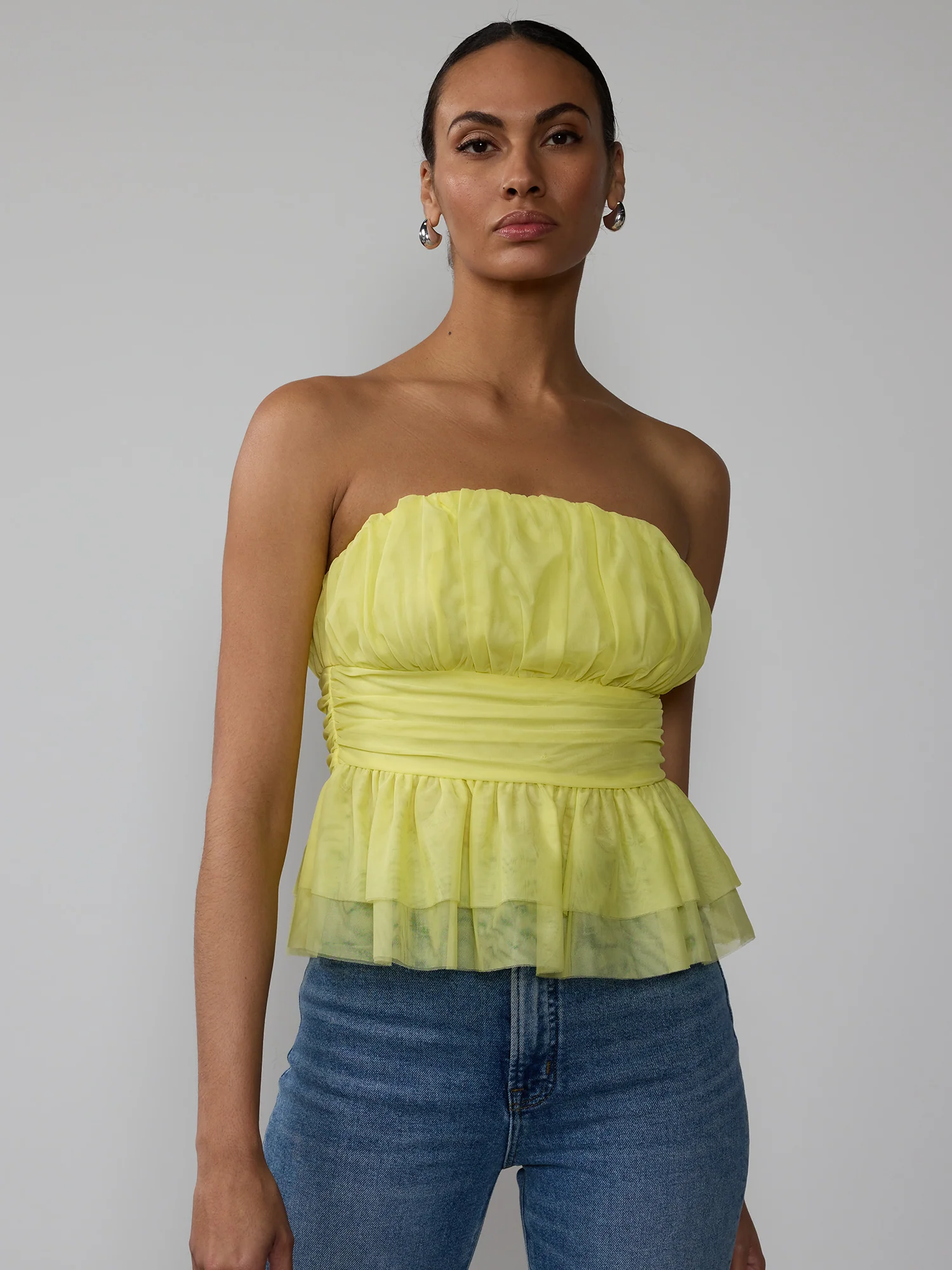 Strapless Tulle Peplum Top - Image 5