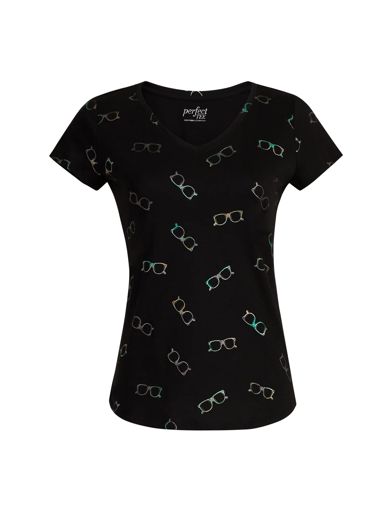 Sunglasses-Print V-Neck Perfect Tee - Image 2