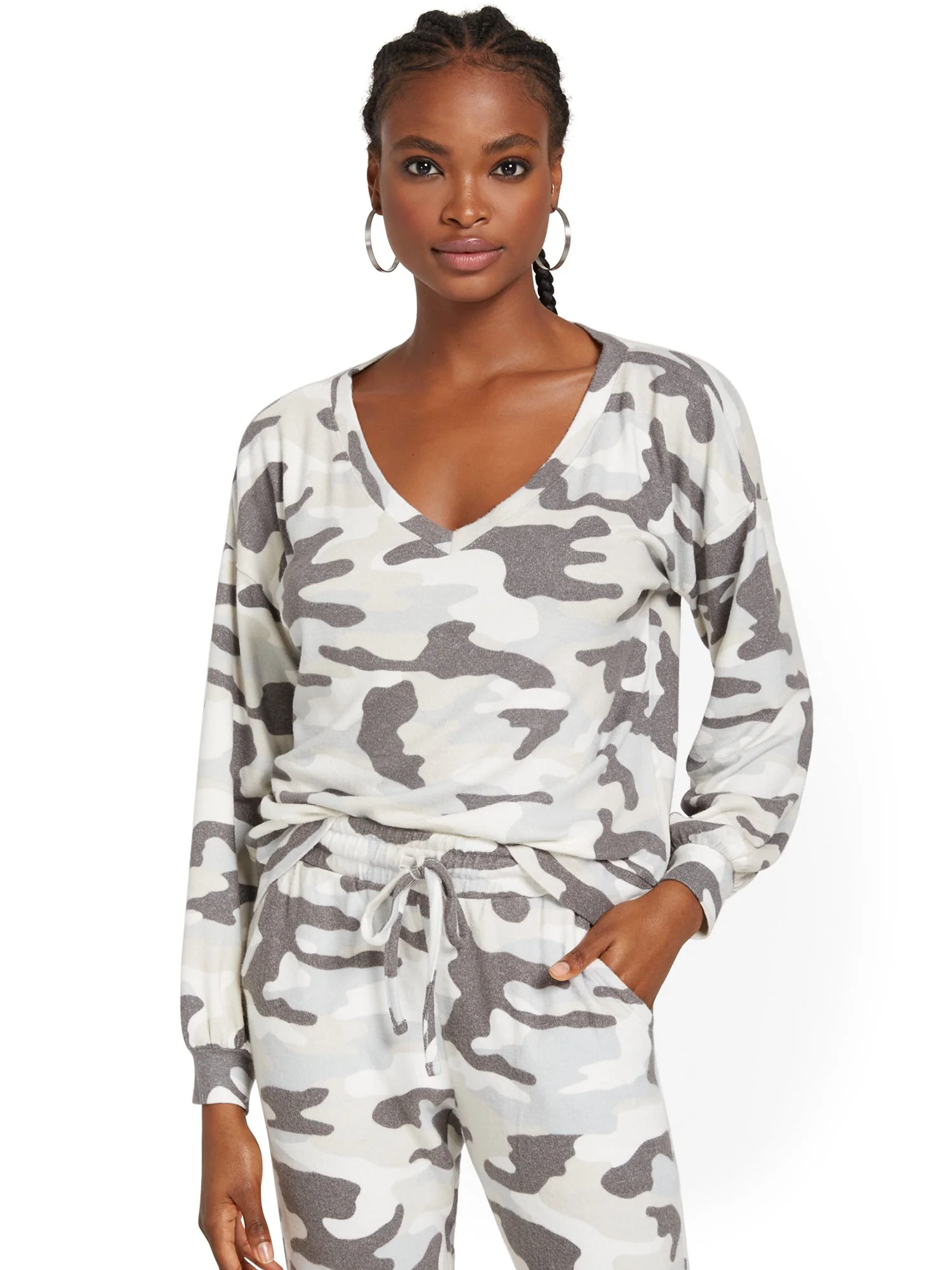 Super-Soft Balloon-Sleeve Pullover - Camo-Print - Image 2