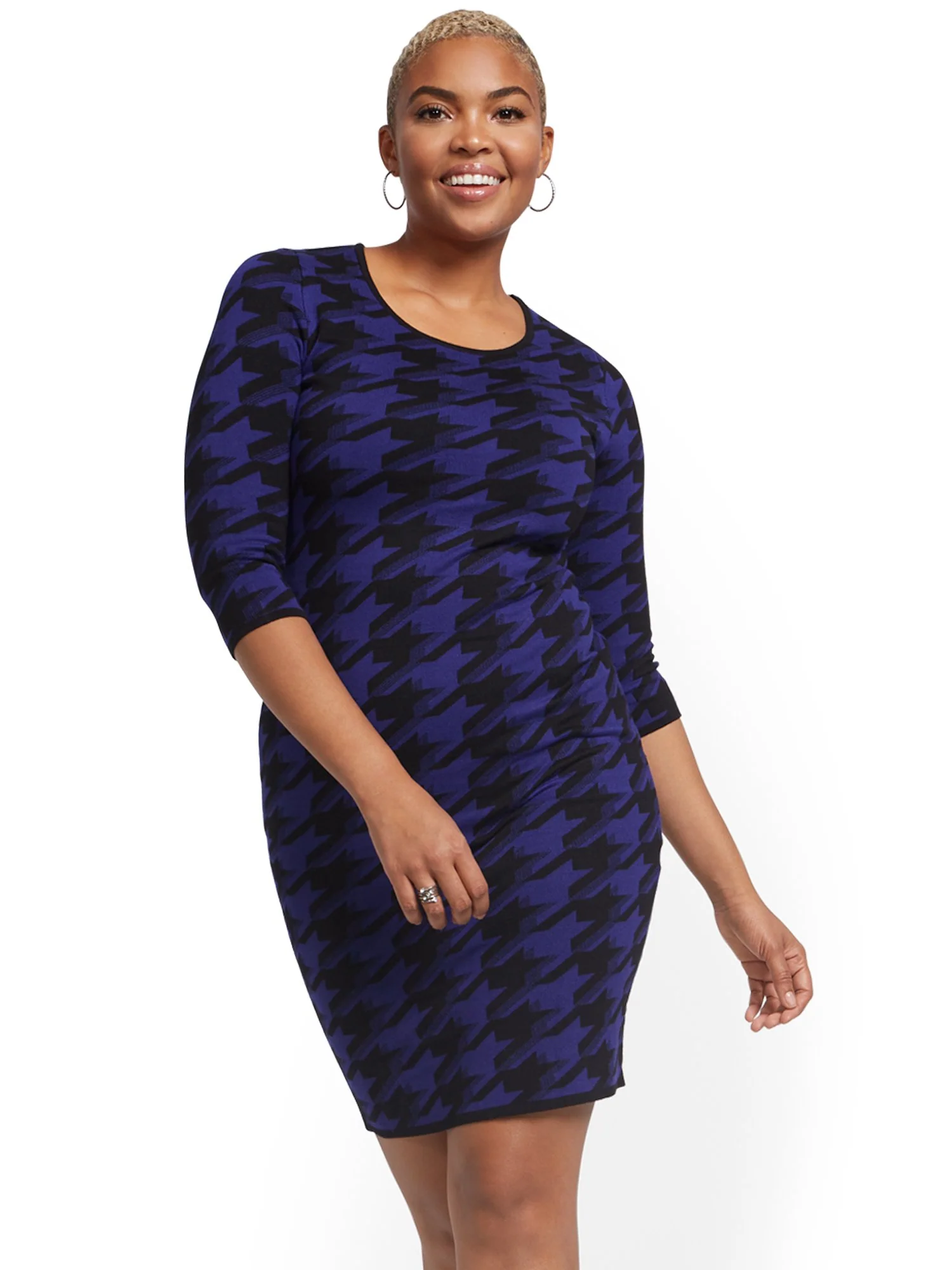 Sweater Sheath Dress - Houndstooth - Image 2