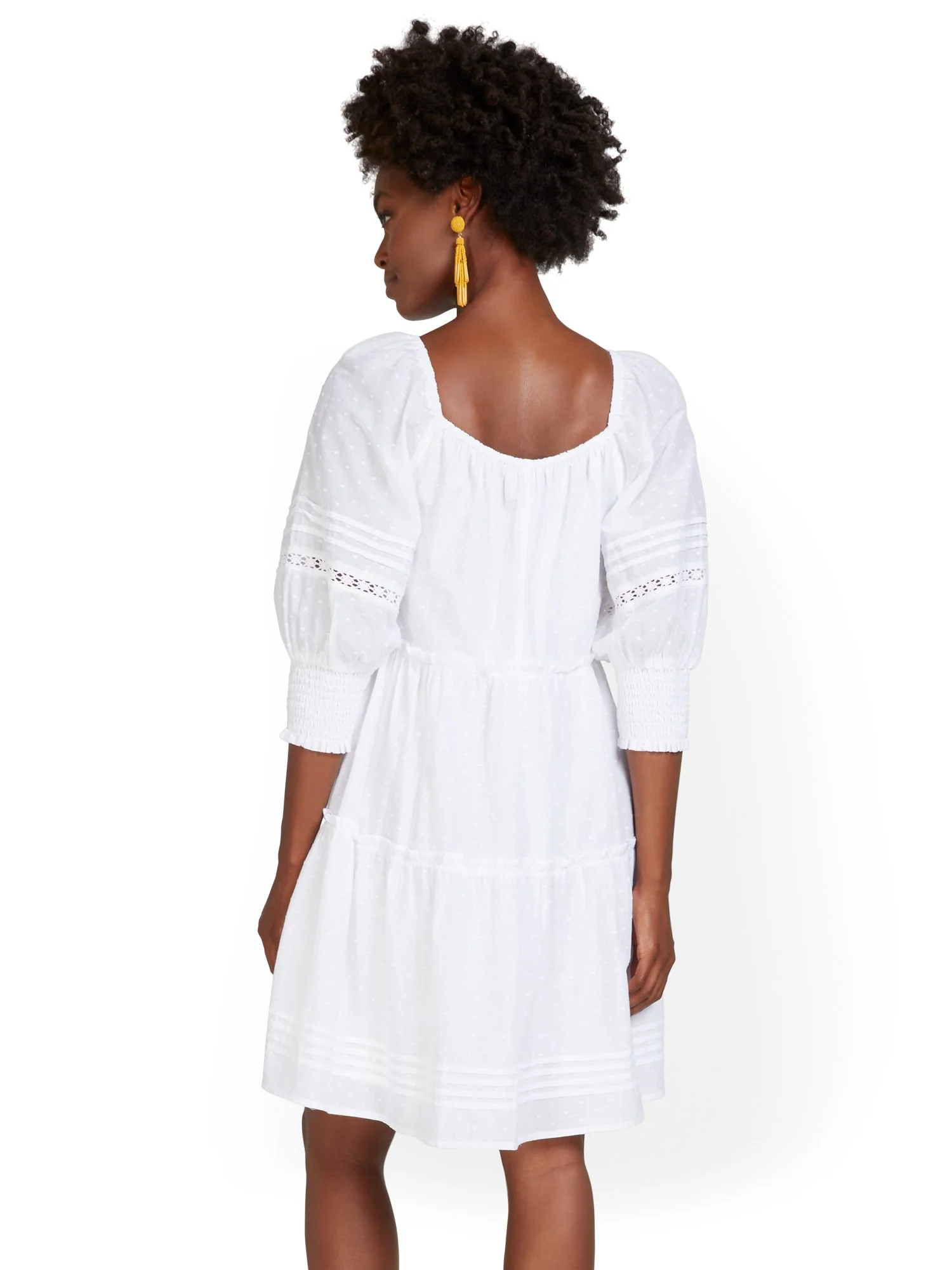 Swiss Dot Puff-Sleeve Dress - Image 3