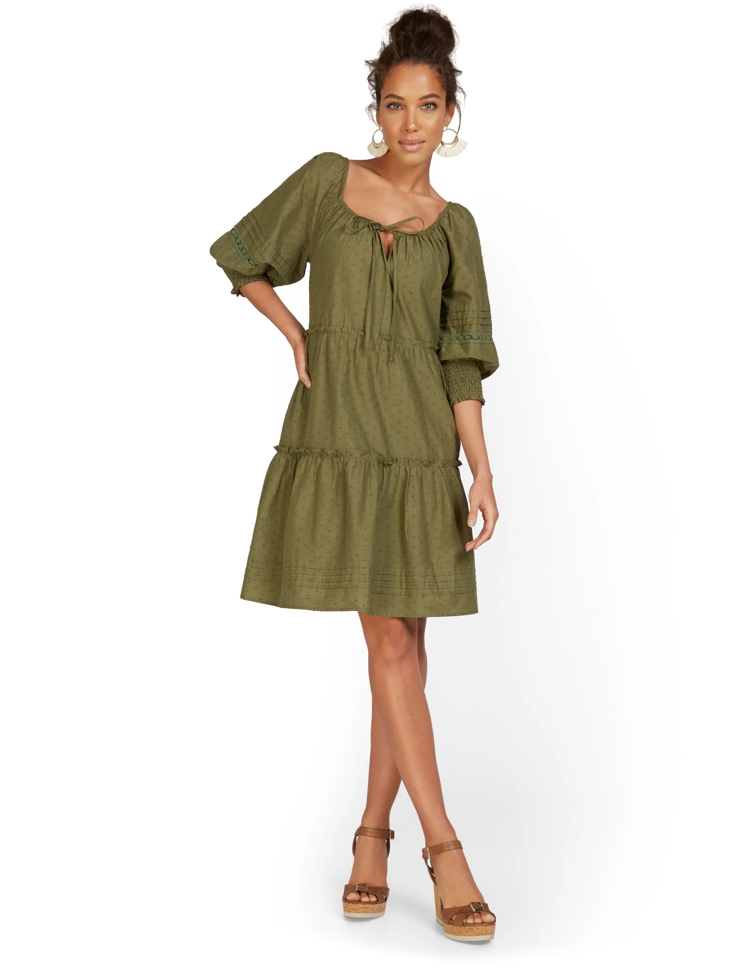 Swiss Dot Puff-Sleeve Dress - Image 5