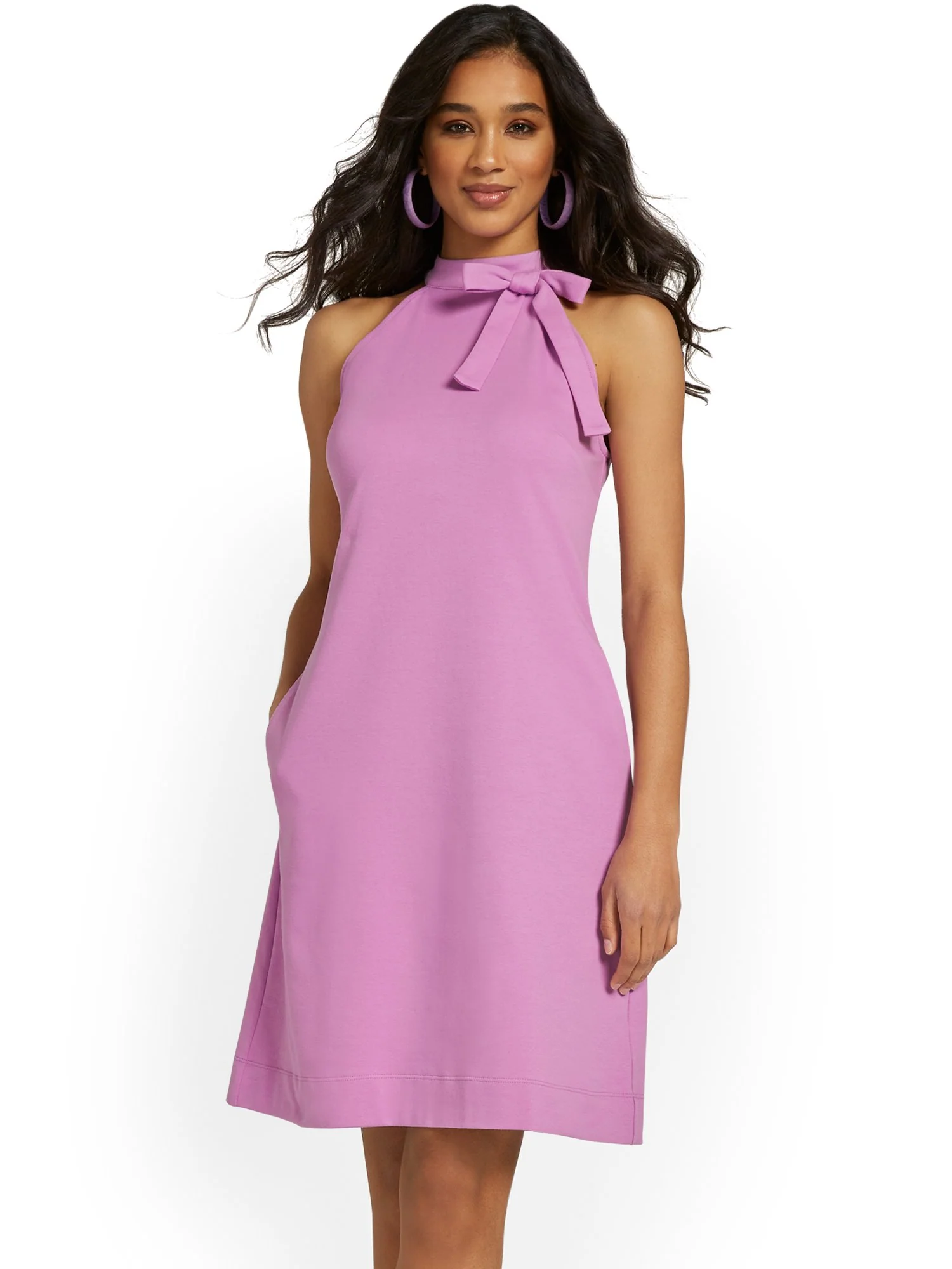 Tall Bow-Front Halterneck Dress - City Knits - Image 6