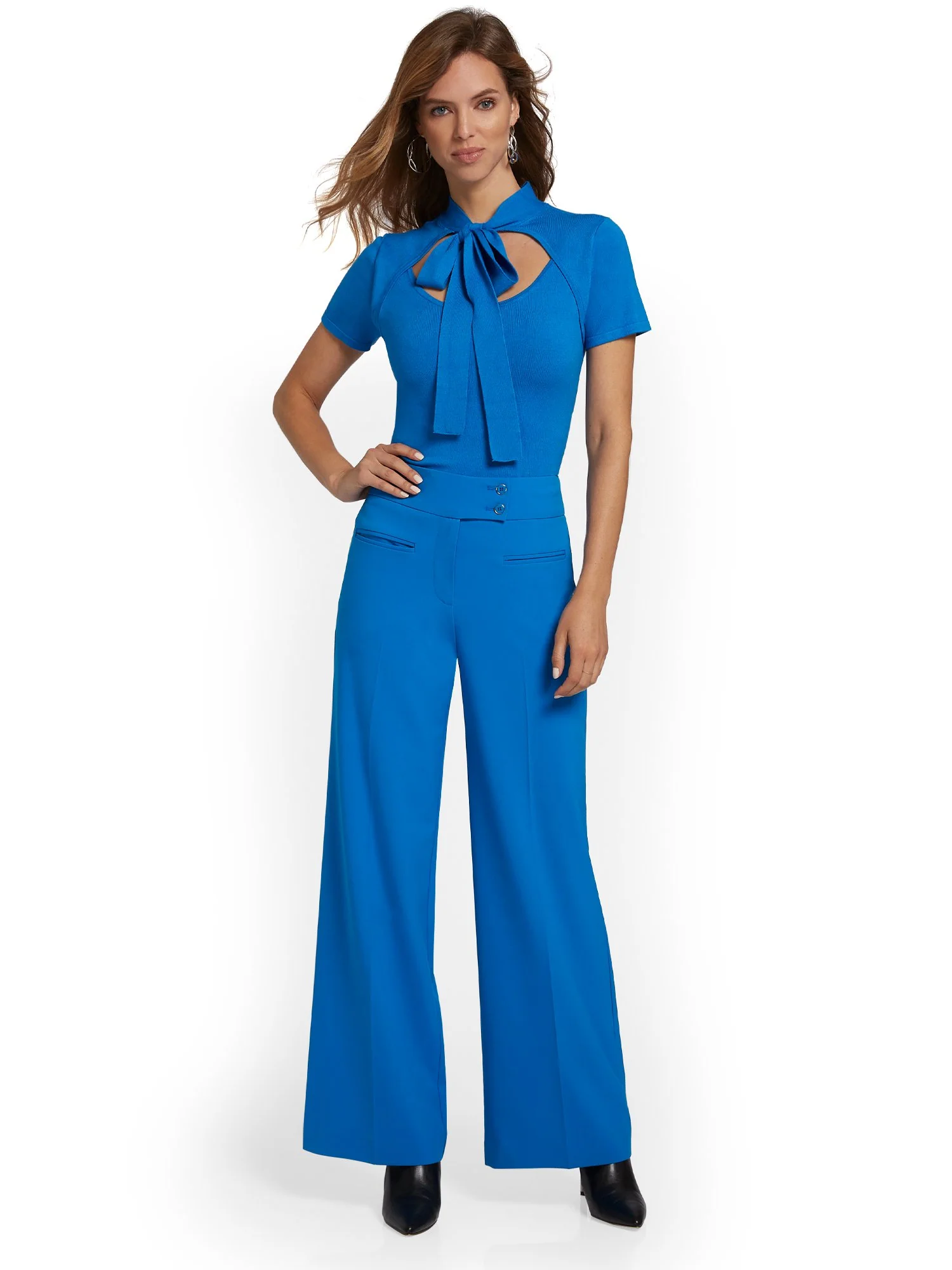 Tall Button Tab-Waist Wide-Leg Pant - Essential Stretch - Image 10