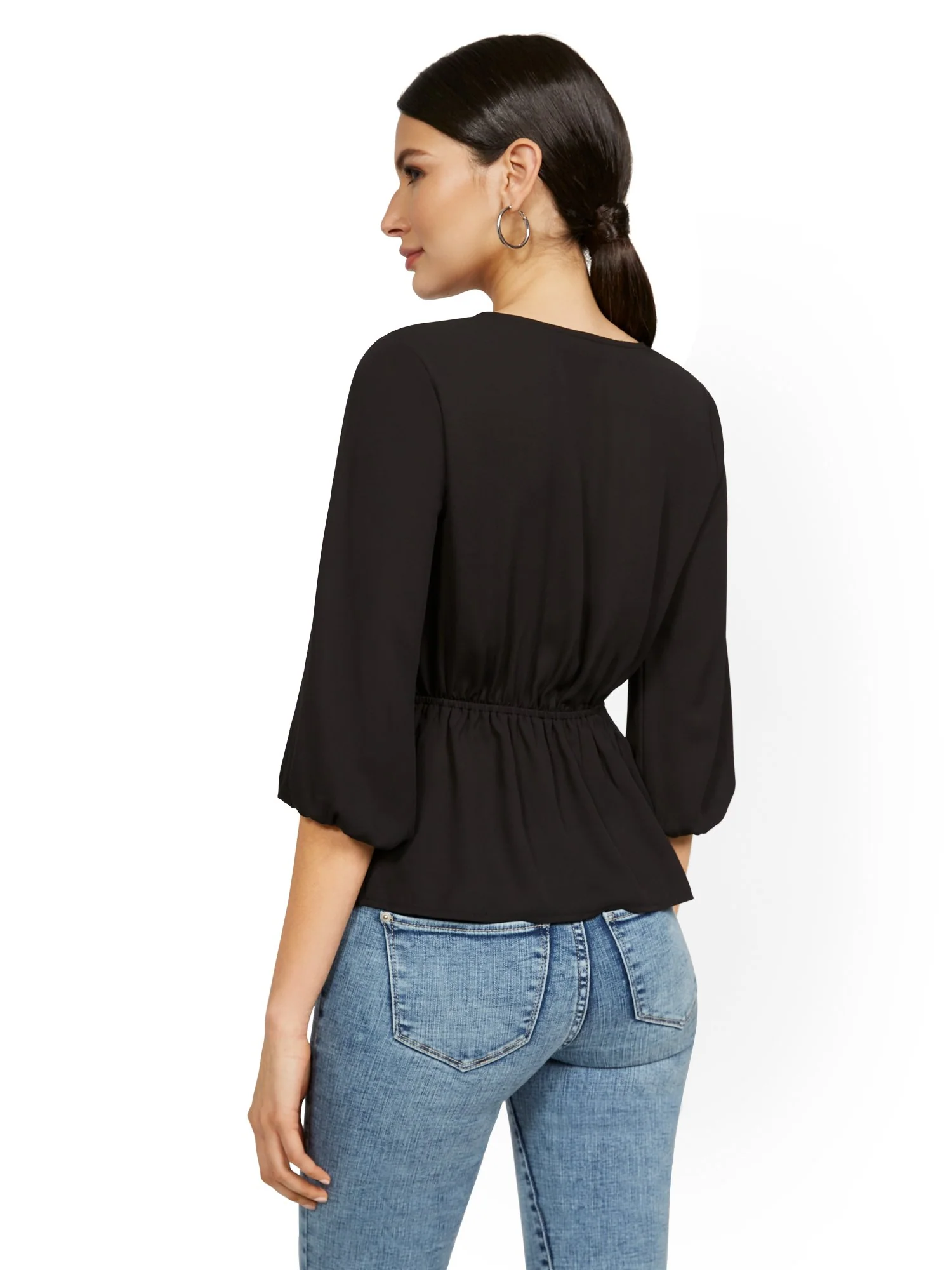 Tall Cinch-Waist Wrap Top - Image 3