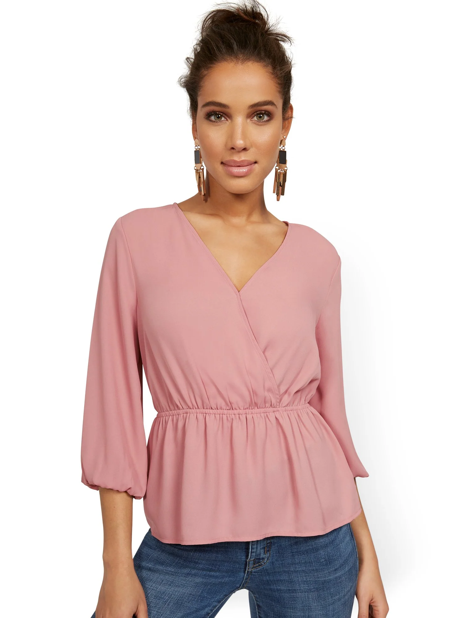 Tall Cinch-Waist Wrap Top - Image 5