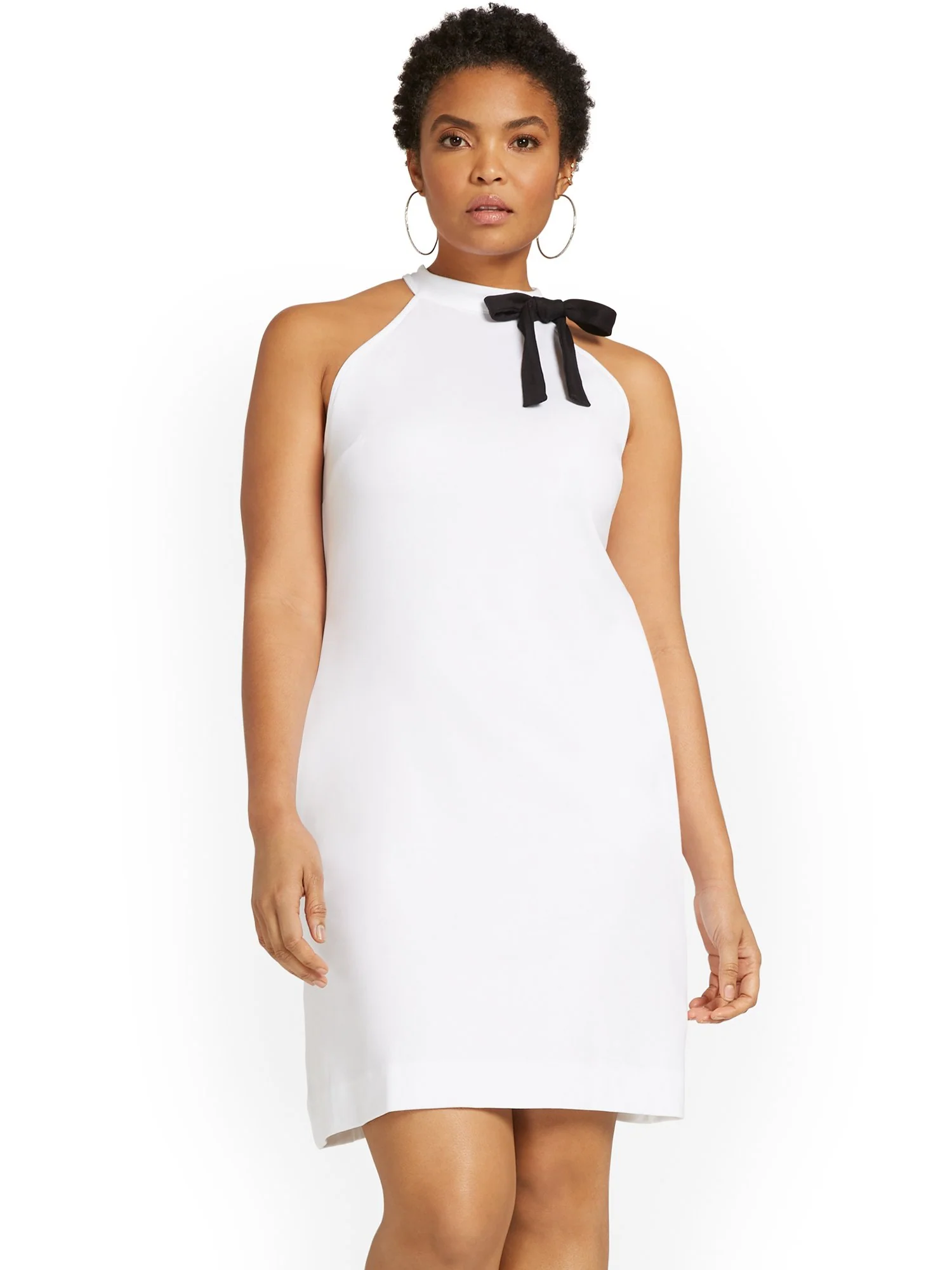 Tall Contrast-Bow Halterneck Dress - City Knits - Image 2