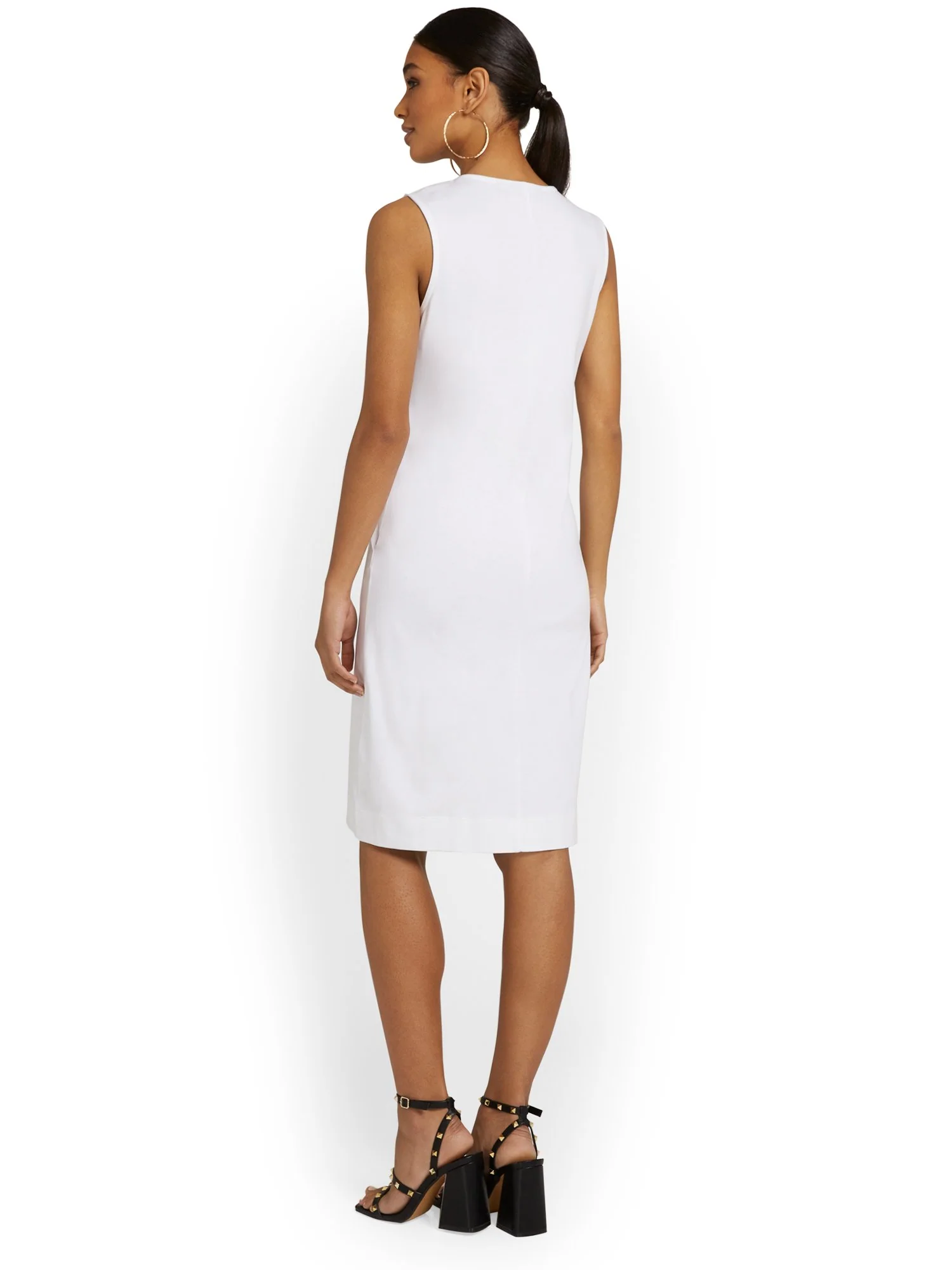 Tall Contrast Split-Neck Shift Dress - City Knits - Image 3