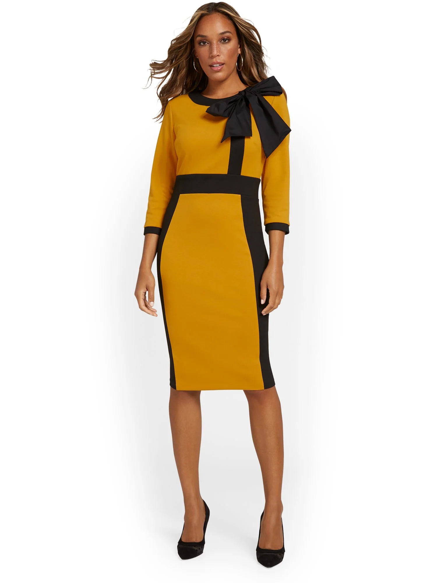 Tall Contrast-Trim Bow-Front Sheath Dress - Superflex - Image 7