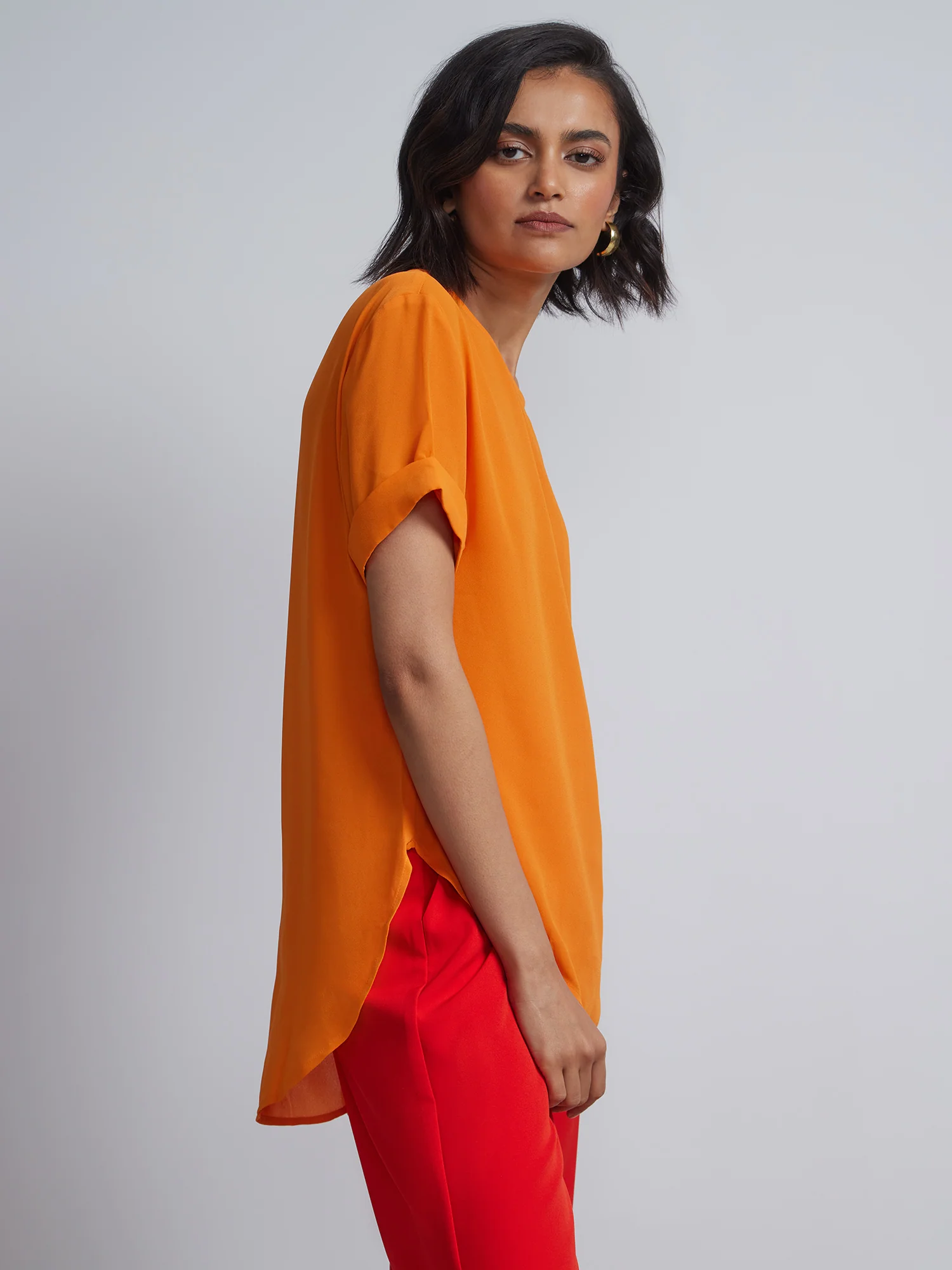 Tall Crewneck Side-Slit Cuffed Tee - Image 14